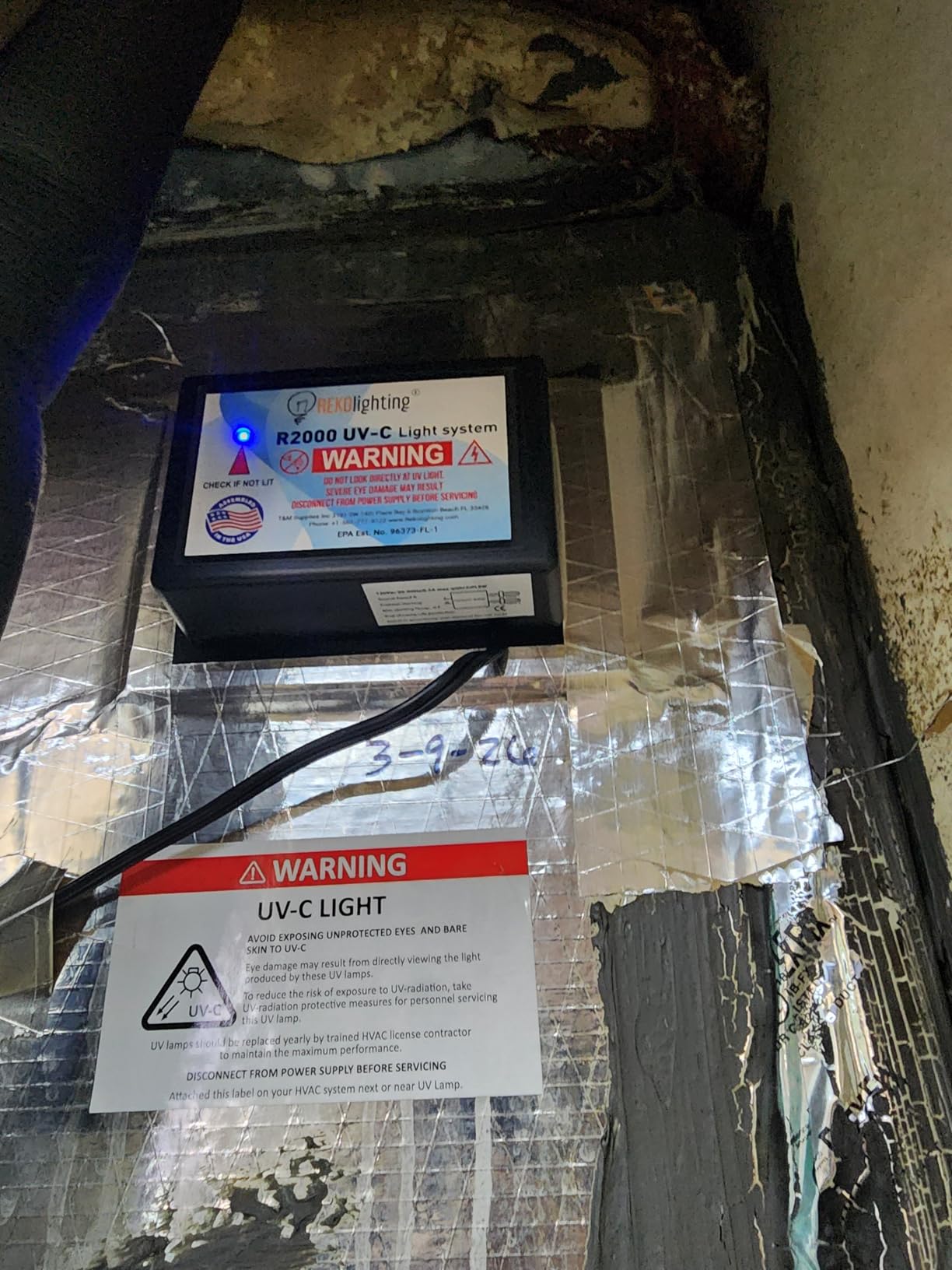 REKO Lighting R2000 Air Purifier Whole House Uv uvc Light in Duct for HVAC Ac (Air Conditioning) Duct customer photo 2