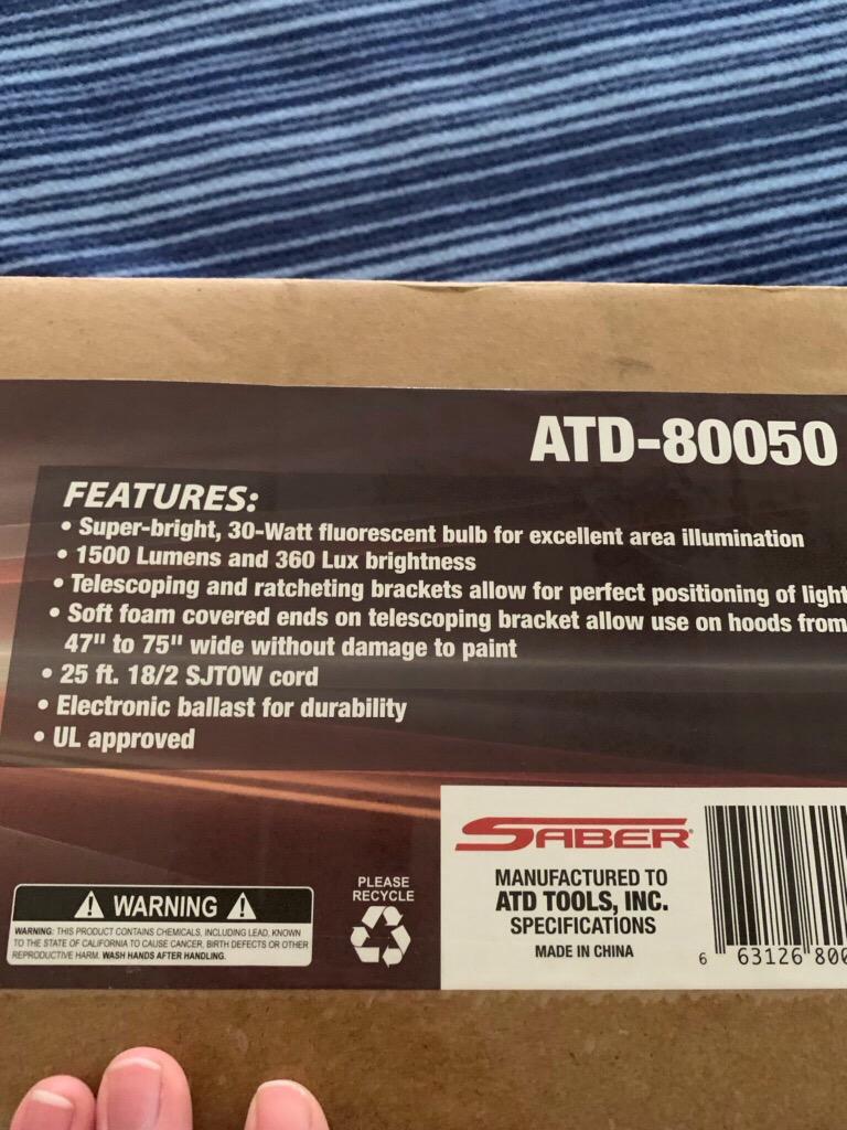 ATD Tools 80050A LED Under Hood Light (1500L) , White customer photo 2