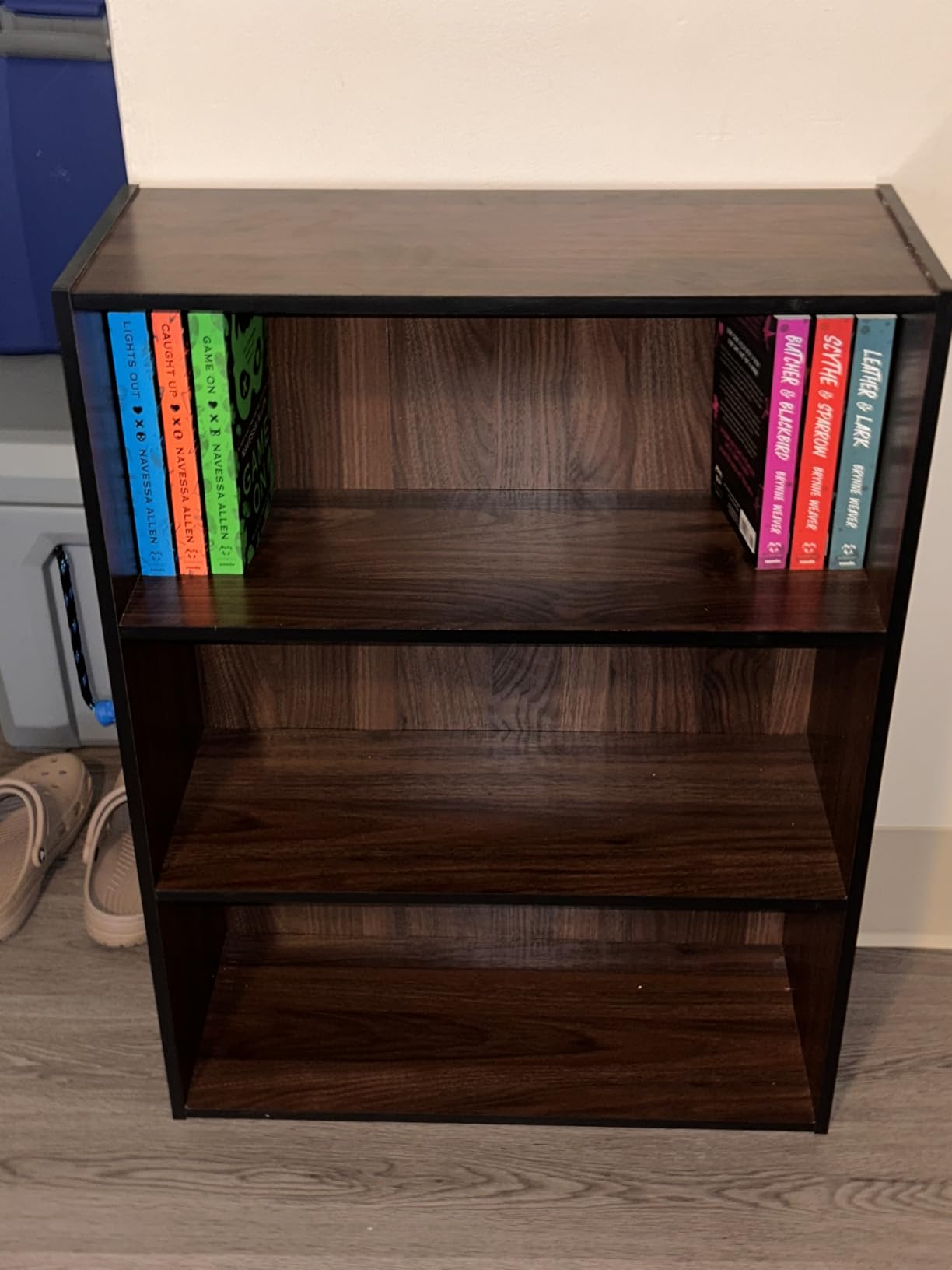Furinno PASIR Book Shelf, 3-Tier Bookshelf, Storage Shelves Bookcase, 9.7 x 23.7 x 31.5, for Living Room, Bedroom, Home Office, Columbia Walnut customer photo 2