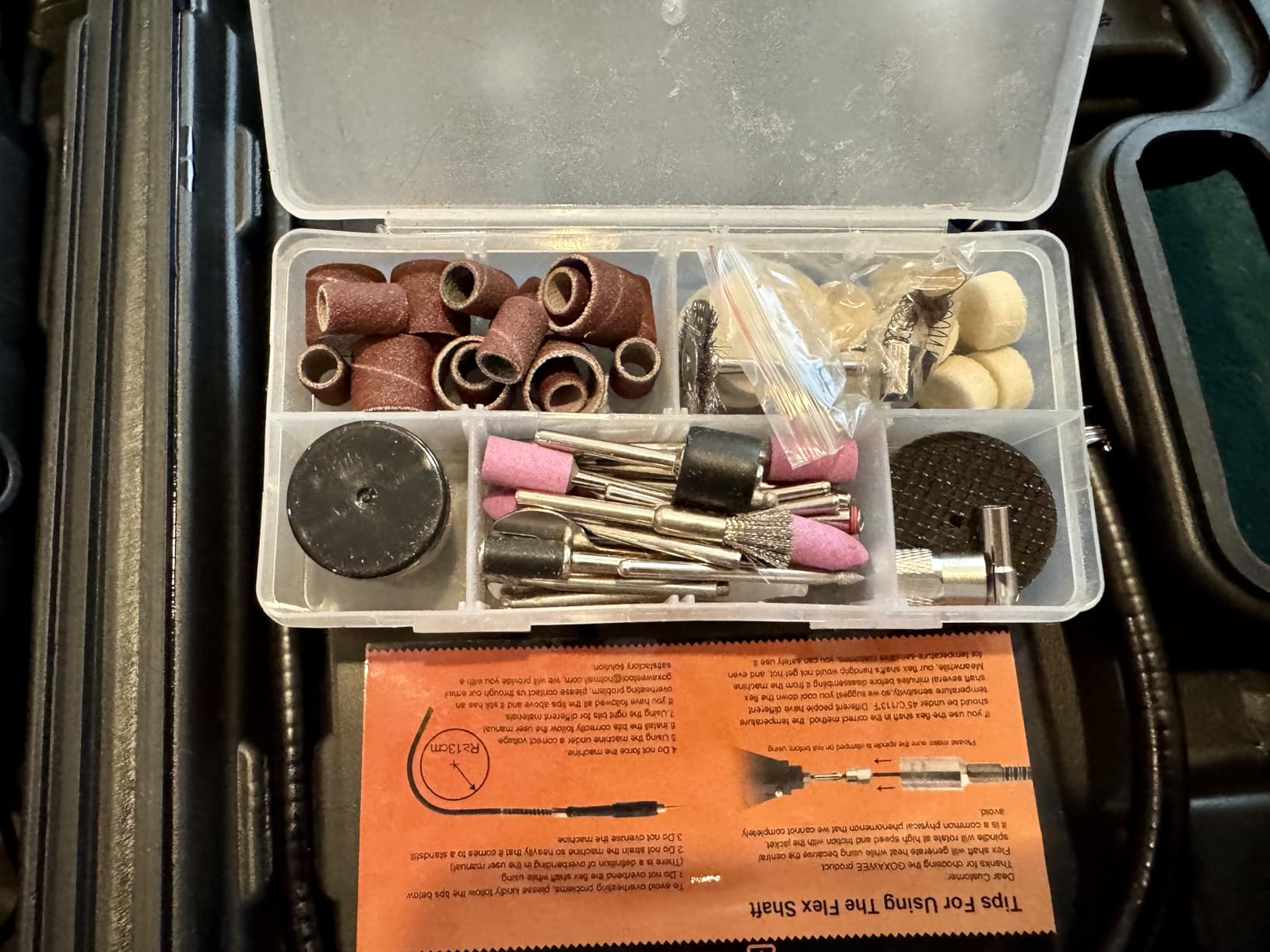 GOXAWEE Mini Power Rotary Tool Kit with Flex Shaft & Keyless Chuck -140Pcs customer photo 2