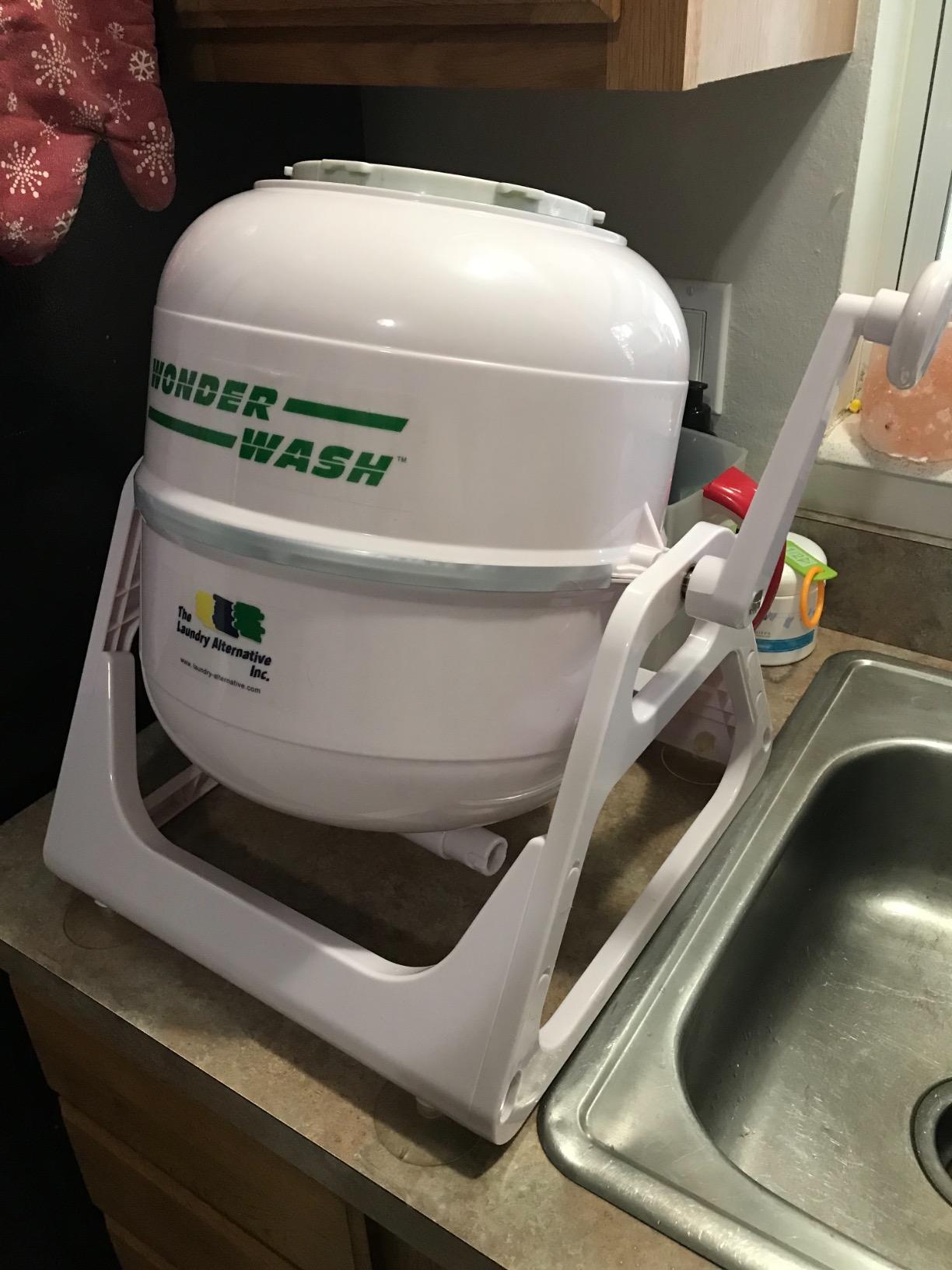 WonderWash Portable Washing Machine for Apartment & Tiny Spaces - Manual Hand Clothes Washer with Retro Design - Clean Laundry Anywhere with Our Countertop, Non-Electric, Small Washer - Mint Green customer photo 1