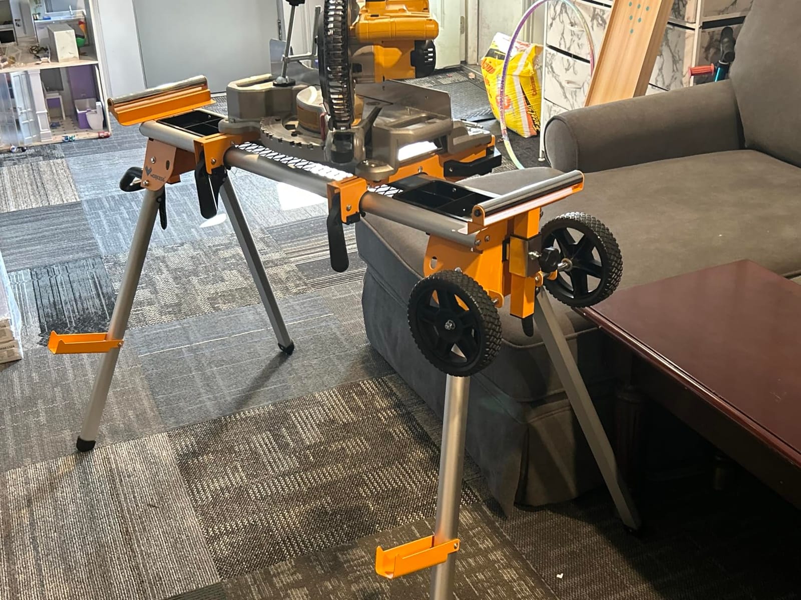 Deluxe Heavy Duty Rolling Miter Saw Stand with 8 in Wheels 330 Lbs Load Capacity Black and Grey Single Pack WK-MS029E-2 customer photo 2