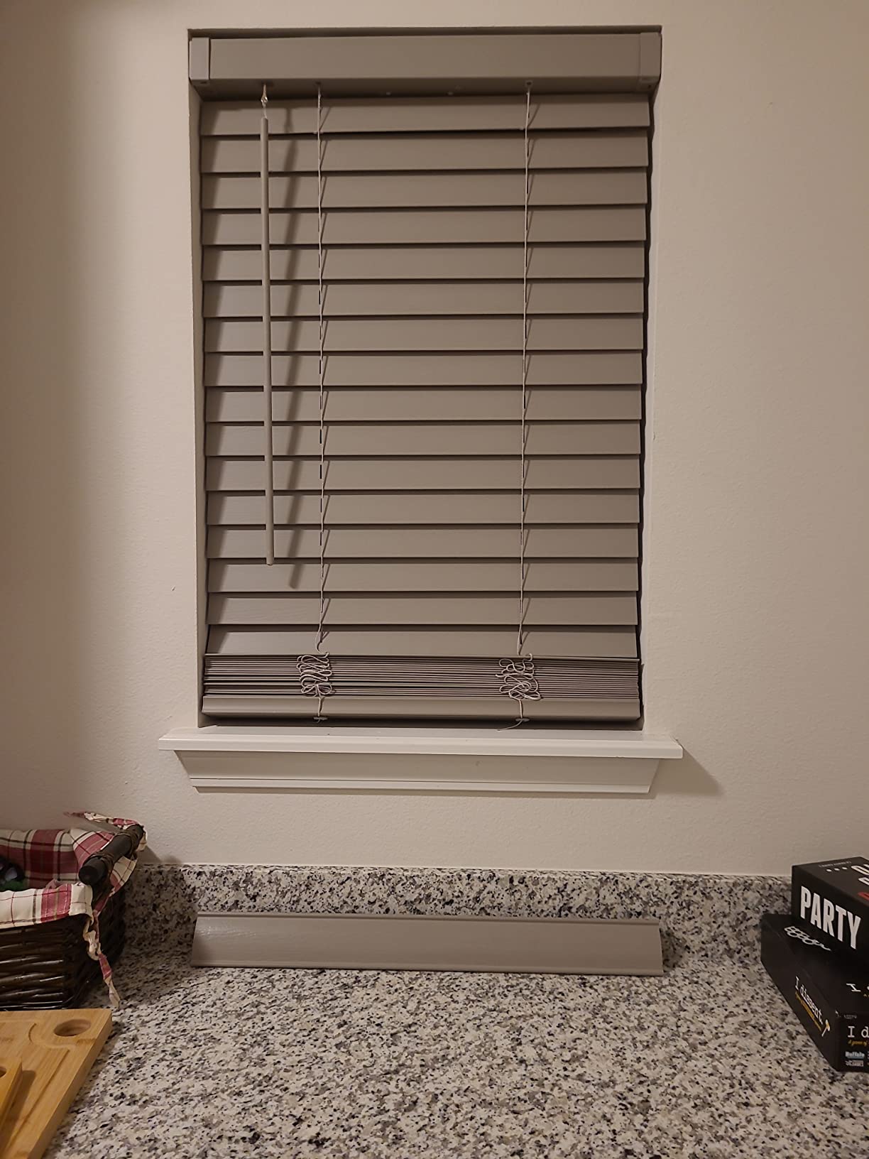 Cordless Room Darkening Plantation Blind, 27 x 64 in, White, Faux Wood customer photo 1