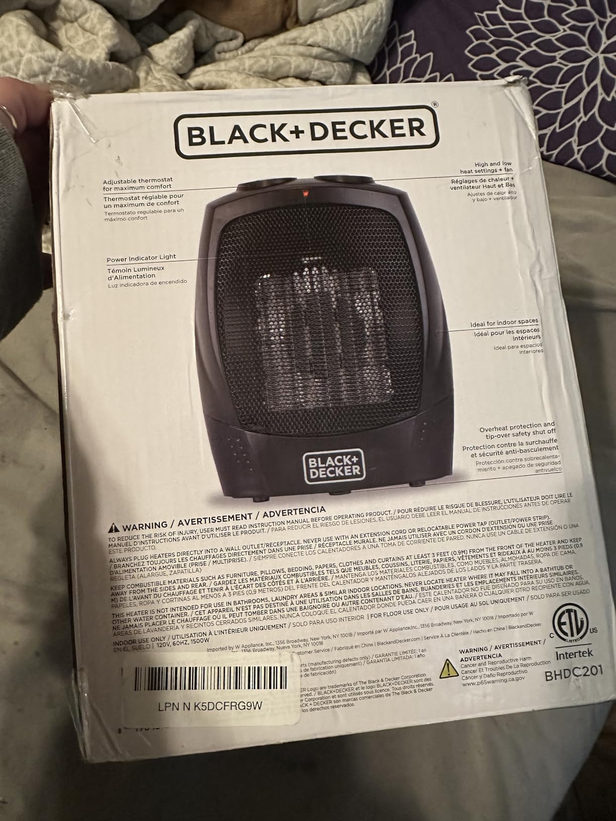 BLACK+DECKER Personal Ceramic Heater, 1500 Watts, BHDC201, Black | Space Heater for Office Desk, Home Office & Personal Use Desk, 2 Heat & Fan Only Settings, Adjustable Thermostat customer photo 1