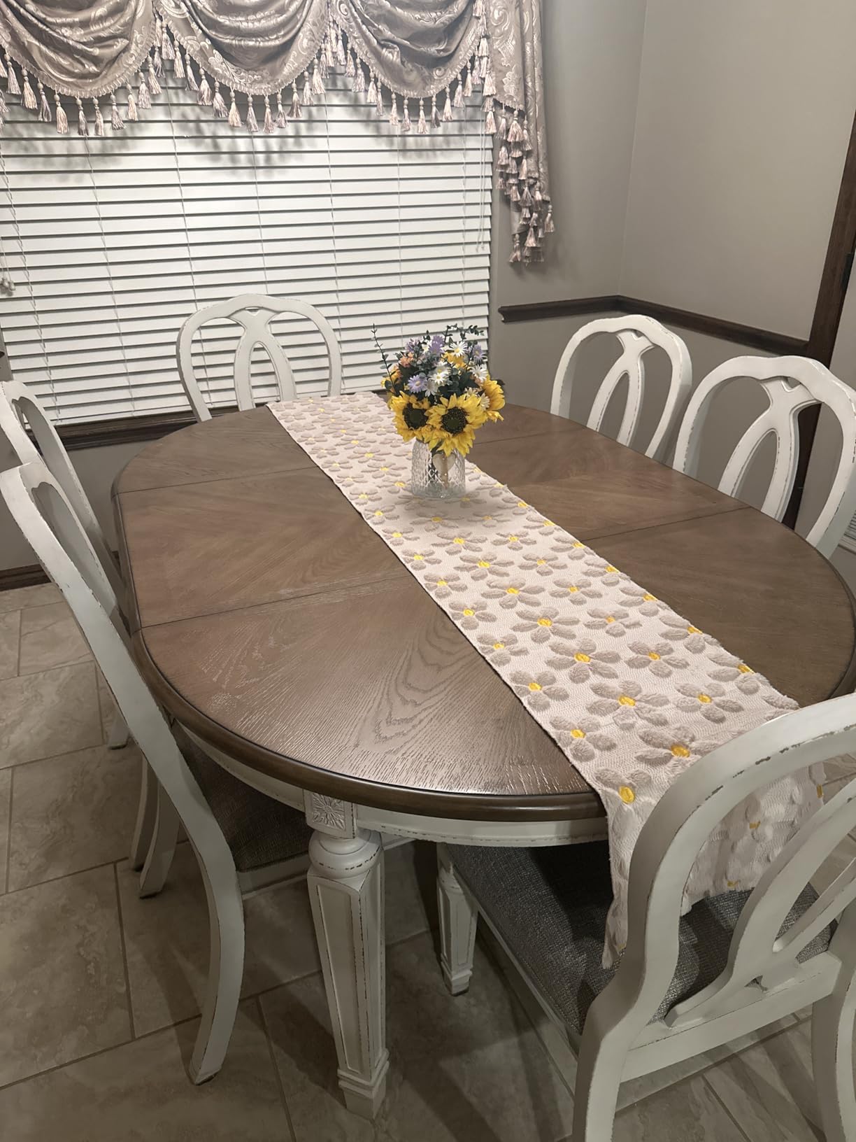 Signature Design by Ashley Extendable Round to Oval Dining Table, White customer photo 1