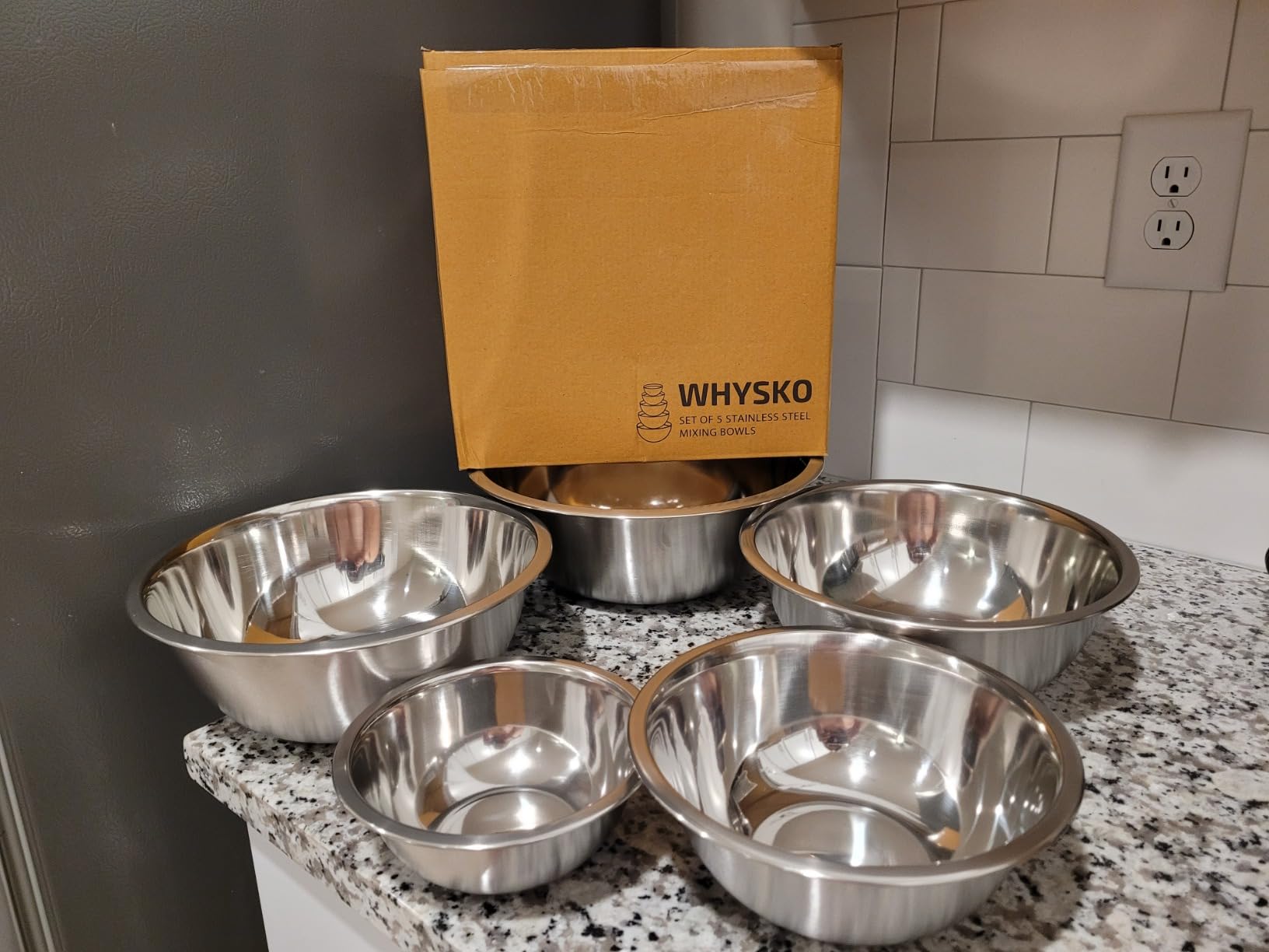 WHYSKO Stainless Steel Mixing Bowls Set, 5-Piece Meal Prep & Food Storage customer photo 2