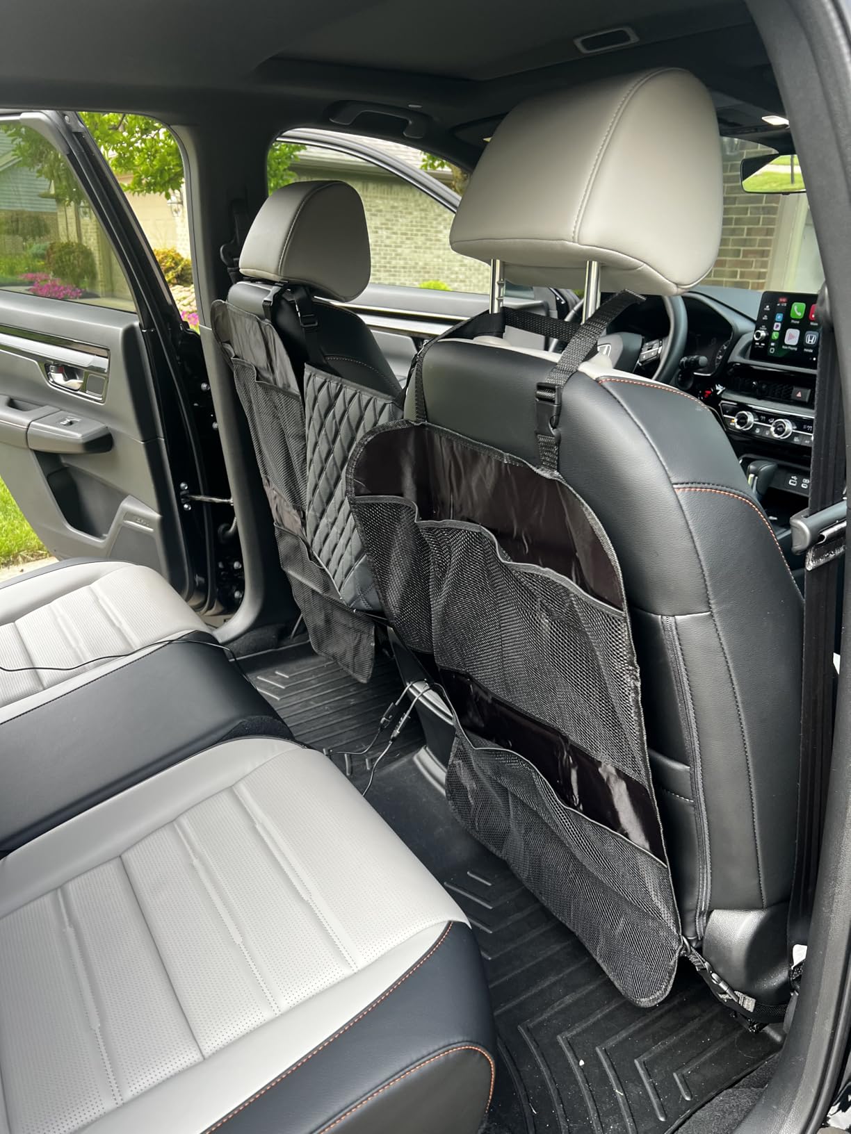 lebogner Back Seat Cover For Kids + 3 Pocket Storage Organizer, 2 Pack X-Large Waterproof Kick Mats Backseat Protector, Car Seat Back Protectors For Vehicles To Protect From Dirt, Mud & Scratches customer photo 1