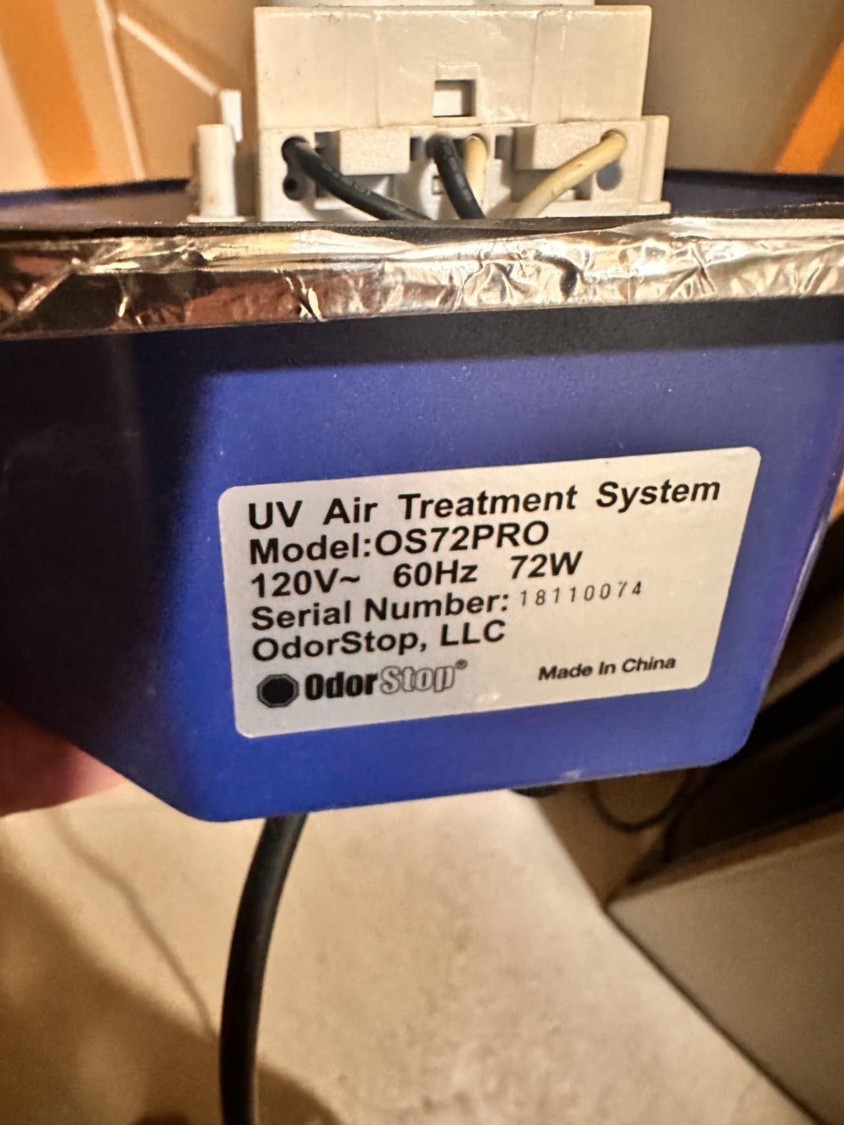OdorStop OS72PRO UV Air Purifier 72W System with Energy Saving Airflow Sensor and 16-in Bulbs customer photo 1
