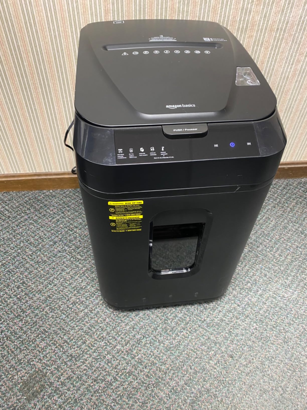 Amazon Basics 150-Sheet Autofeed Micro-Cut Paper and Credit Card Shredder, High Security Level P-4 with 8.5-Gallon Bin, 60-Minute Continuous Run Time, Black customer photo 2