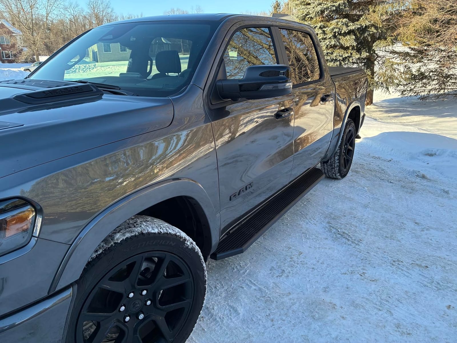 APS 6-inch (Black Stainless Steel Flat Style) Running Boards Nerf Bars Side Steps Step Rail Compatible with Ram 1500 2019-2026 Crew Cab (Will Not Fit 2018 Previous Generation Build in 19-24) customer photo 2