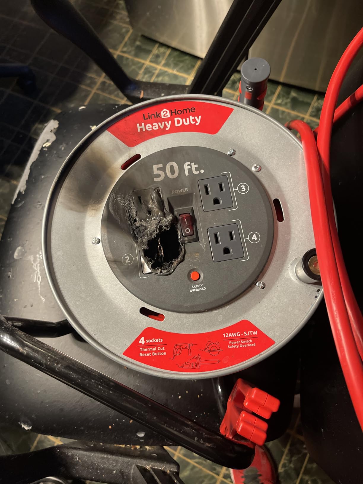 Link2Home 60 Ft. Extension Cord Reel, 4 Power Outlets, 14 AWG SJTW customer photo 1