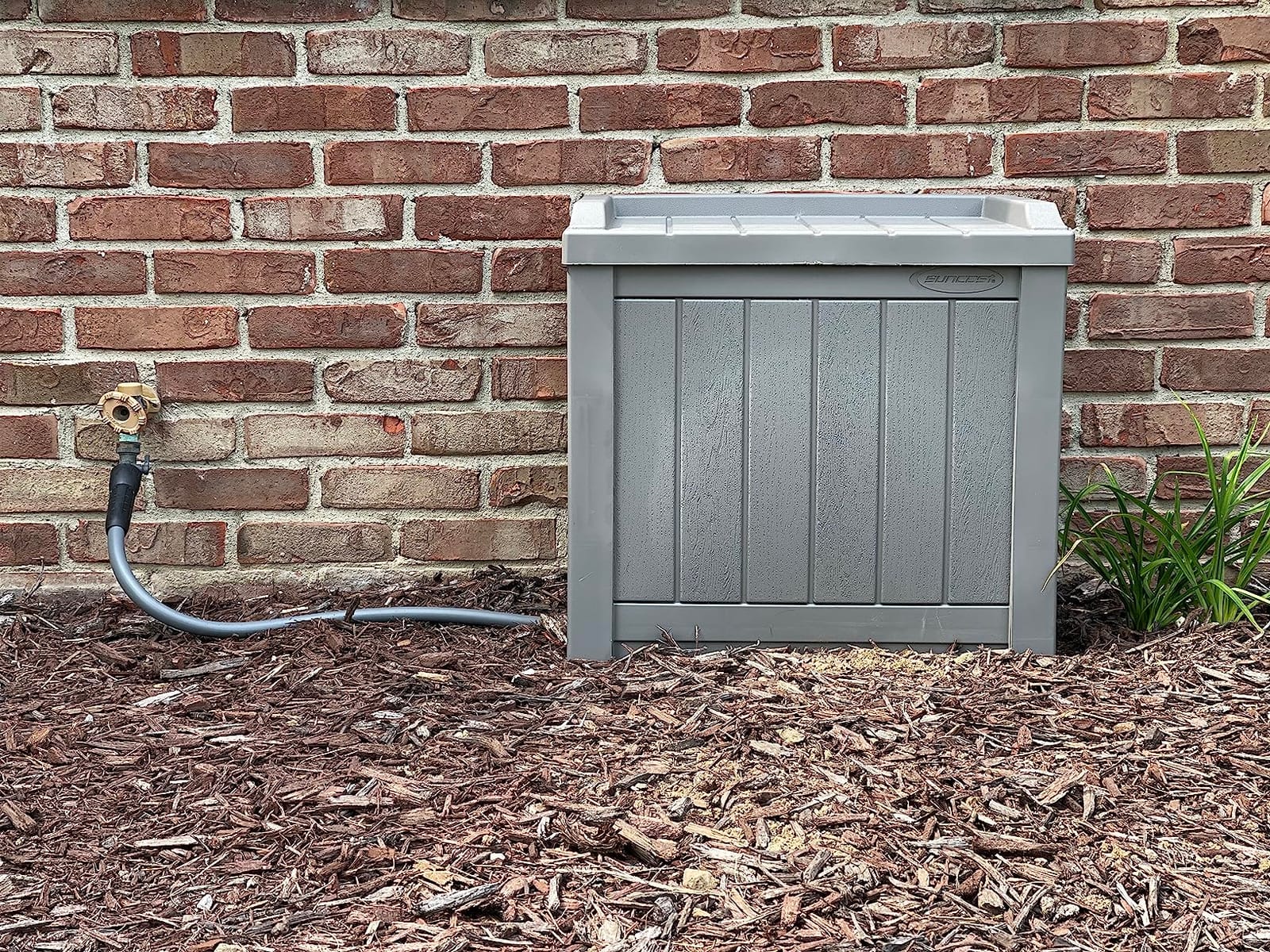Suncast Outdoor Storage Box - 22 Gallon Stone Gray Resin Outdoor Deck Box with Seat, Weatherproof Patio Storage Bin Container for Keeping Cushions, Tools, & Towels for Pool, Yard, & Garden customer photo 2
