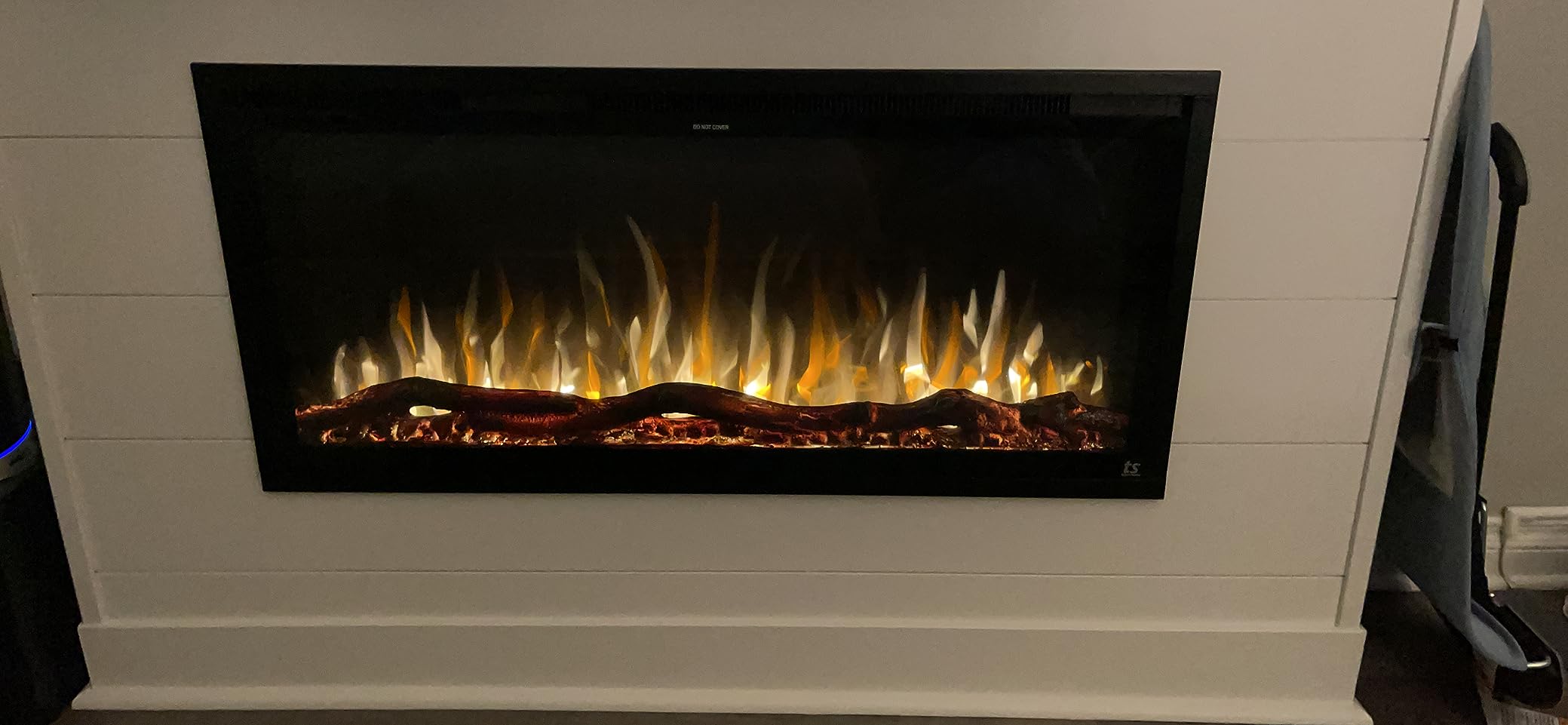 Touchstone Sideline Elite Smart 60” WiFi-Enabled Electric Fireplace - in-Wall Recessed - 60 Color Combinations - 1,500W Heater - Black - Log, Crystals & Driftwood - 80037 customer photo 1