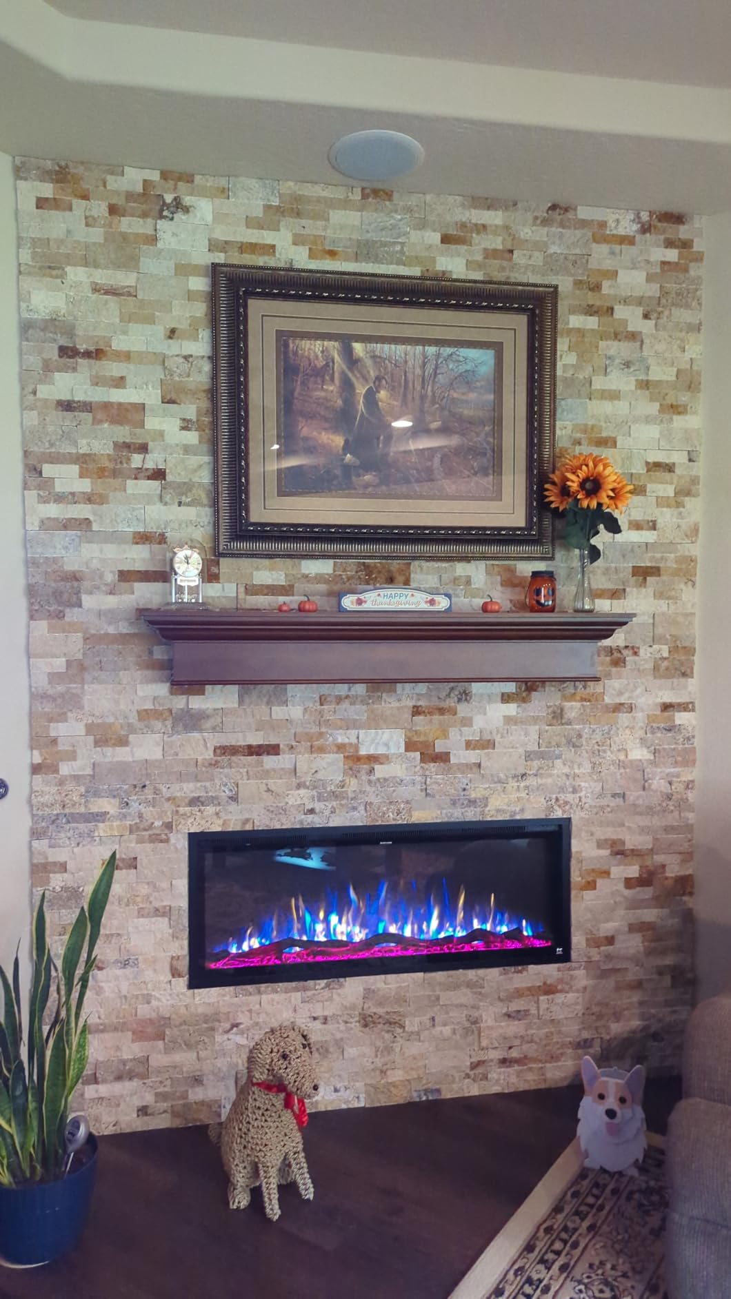 Touchstone Sideline Elite Smart 60” WiFi-Enabled Electric Fireplace - in-Wall Recessed - 60 Color Combinations - 1,500W Heater - Black - Log, Crystals & Driftwood - 80037 customer photo 2