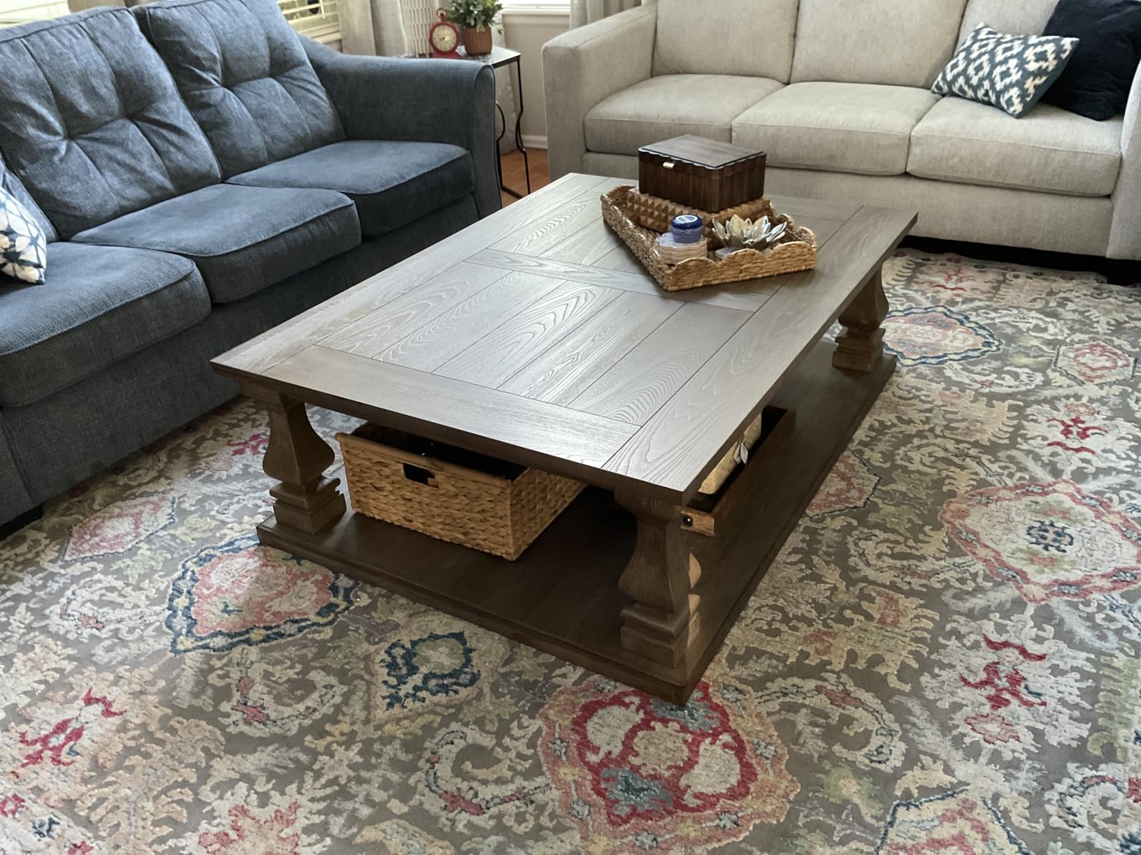 Signature Design by Ashley Large Farmhouse Coffee Table, Weathered Gray customer photo 2