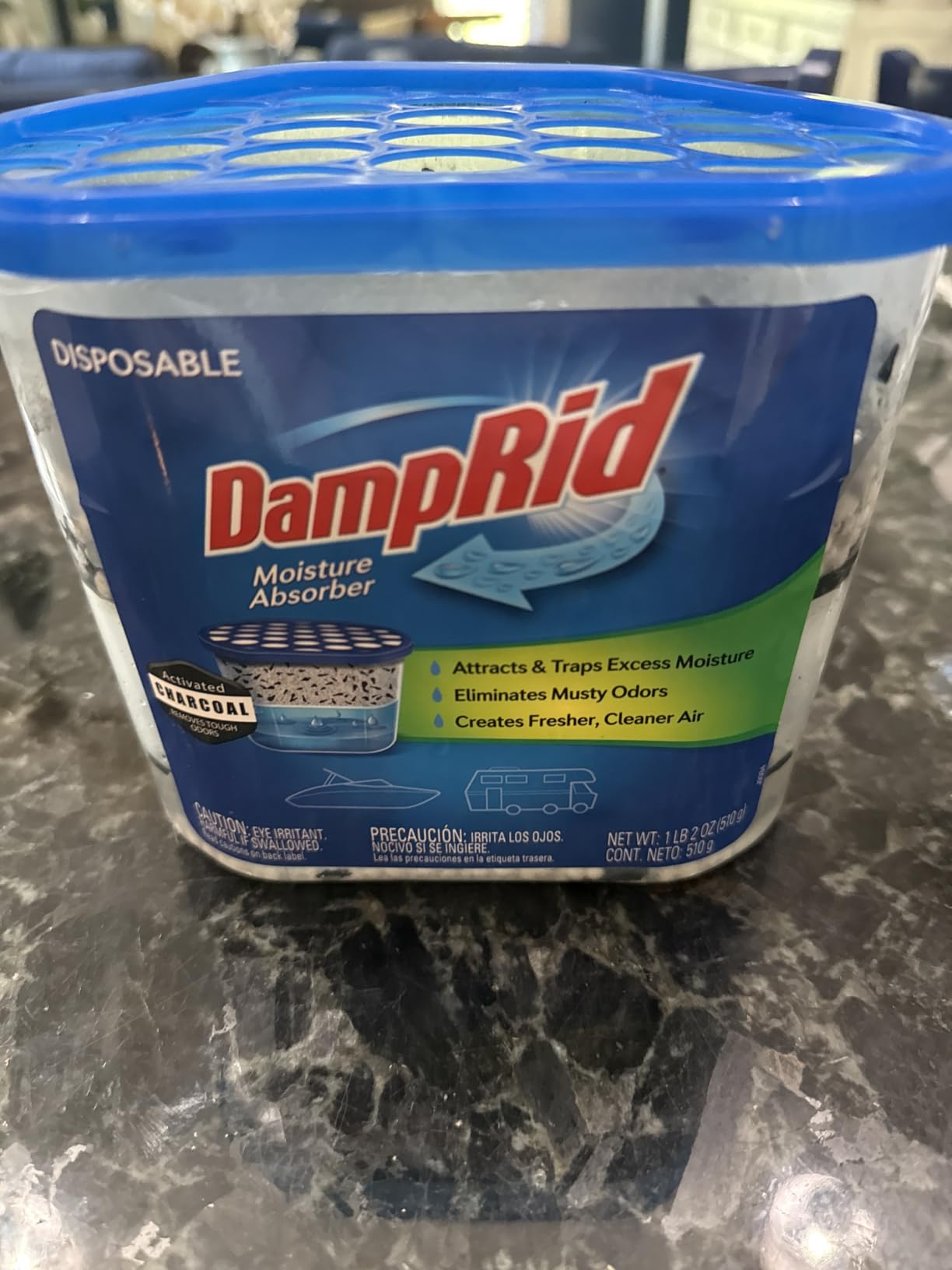 DampRid Fragrance Free Disposable Moisture Absorber & Odor Remover with Activated Charcoal, 18 oz., 3 Pack, Lasts Up To 60 Days, No Electricity Required customer photo 2