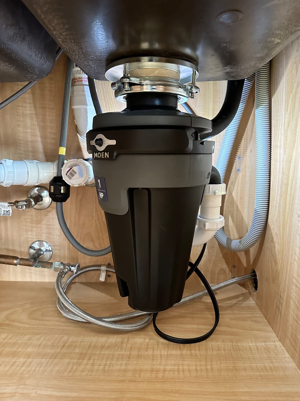 Moen Chef Series 1 HP Continuous Feed Lighted Garbage Disposal with Sound Reduction for Under Sink, Power Cord Included, EXL100C customer photo 1