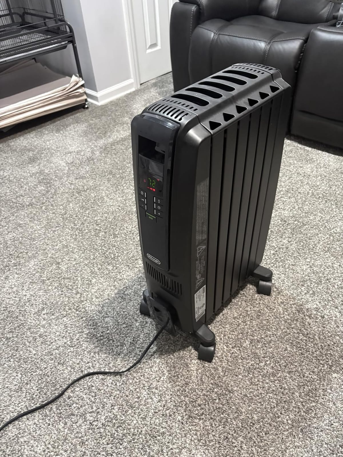 DeLonghi Dragon Digital Oil Filled Radiator Heater, 1500W Electric Space Heater for indoor use, programmable timer, Energy Saving, full room heater with safety features TRD40615EBK, 16