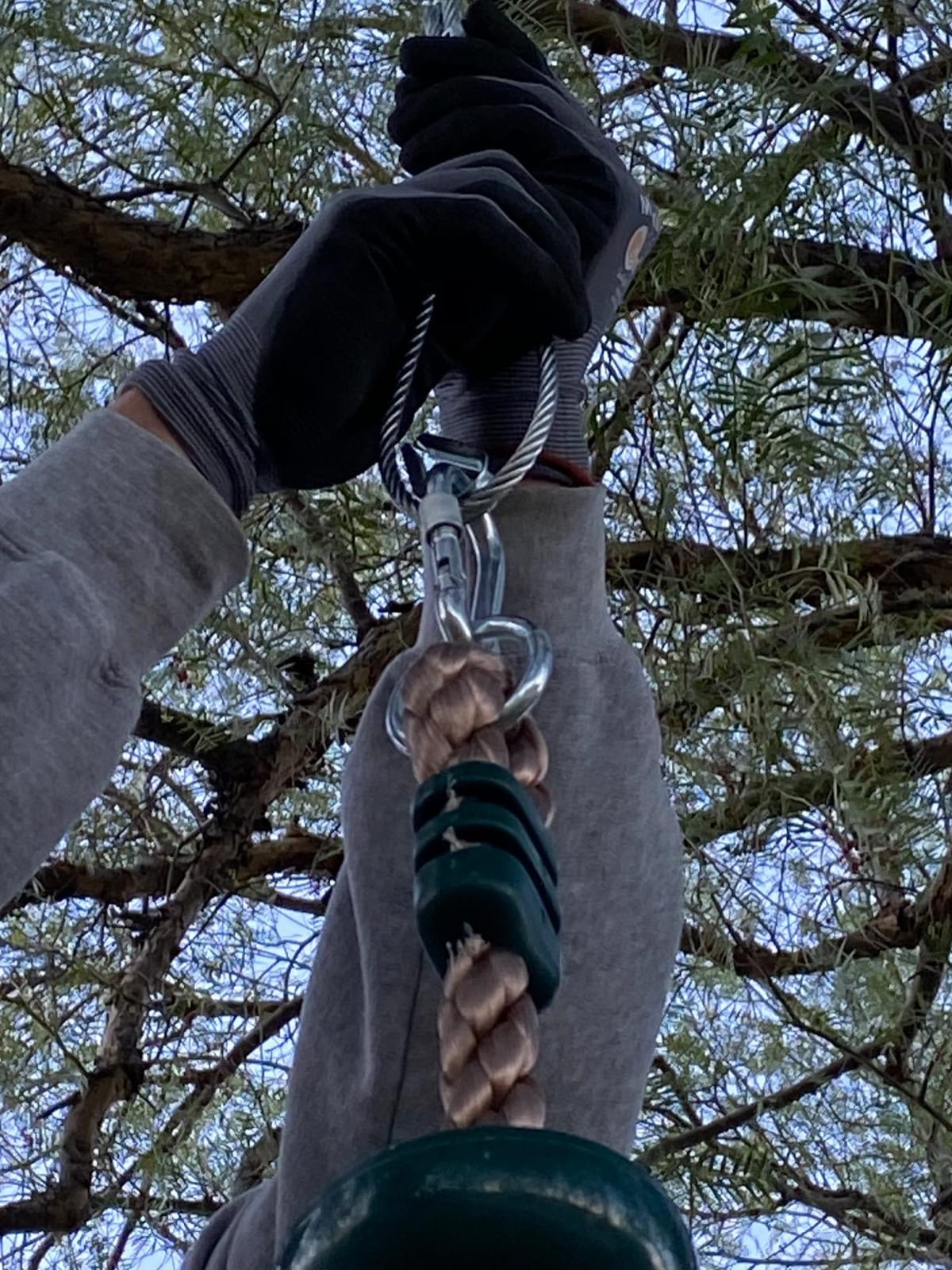 Jungle Gym Kingdom Tree Swing for Kids - Single Disc Seat and Rainbow Climbing Rope Set w/Carabiner and 4 Foot Strap - Treehouse and Outdoor Playground Accessories - Red customer photo 1