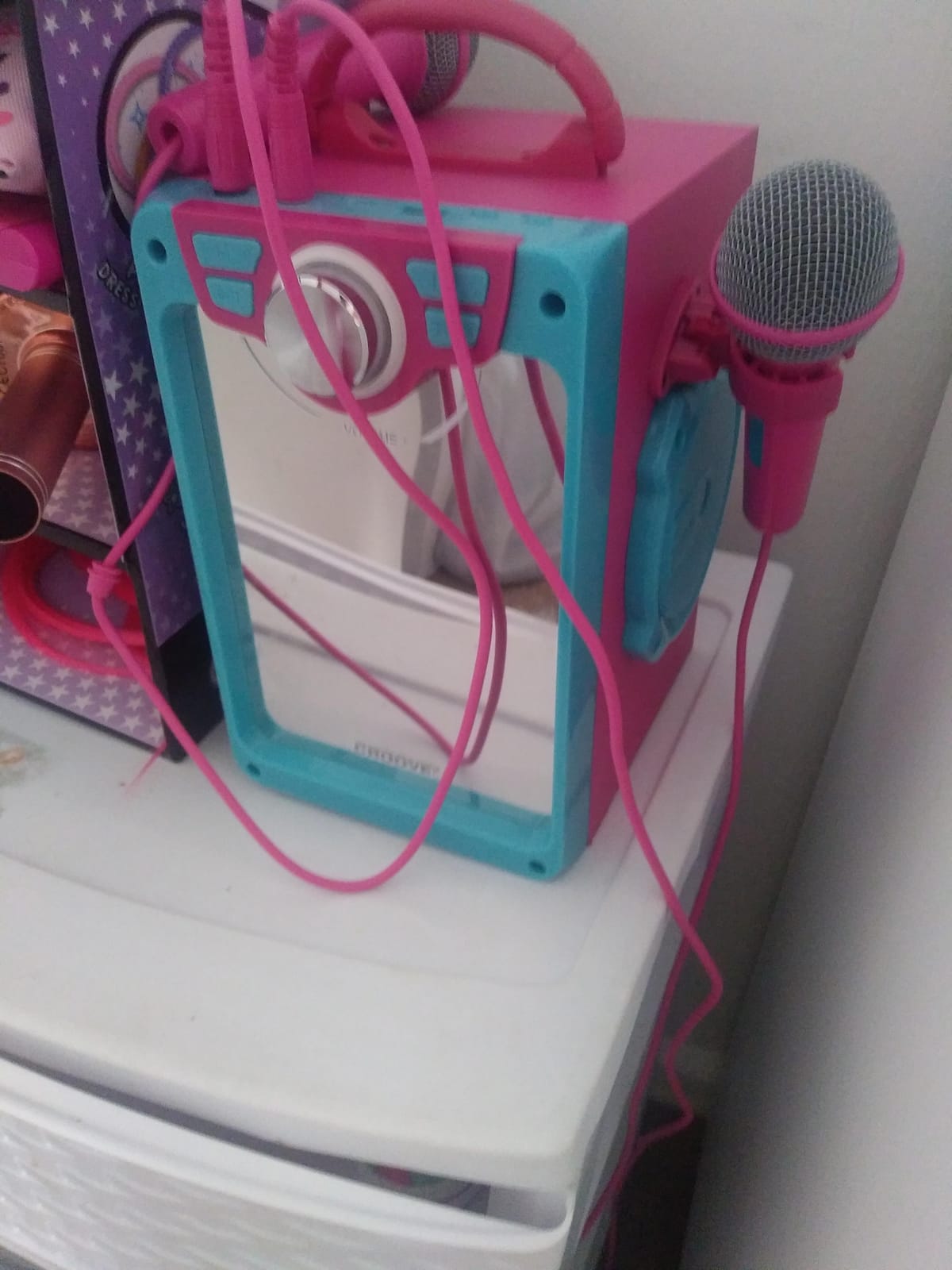 Rechargeable Pink Karaoke Machine, 2 Microphones, Bluetooth, Girls Ages 8+ customer photo 1