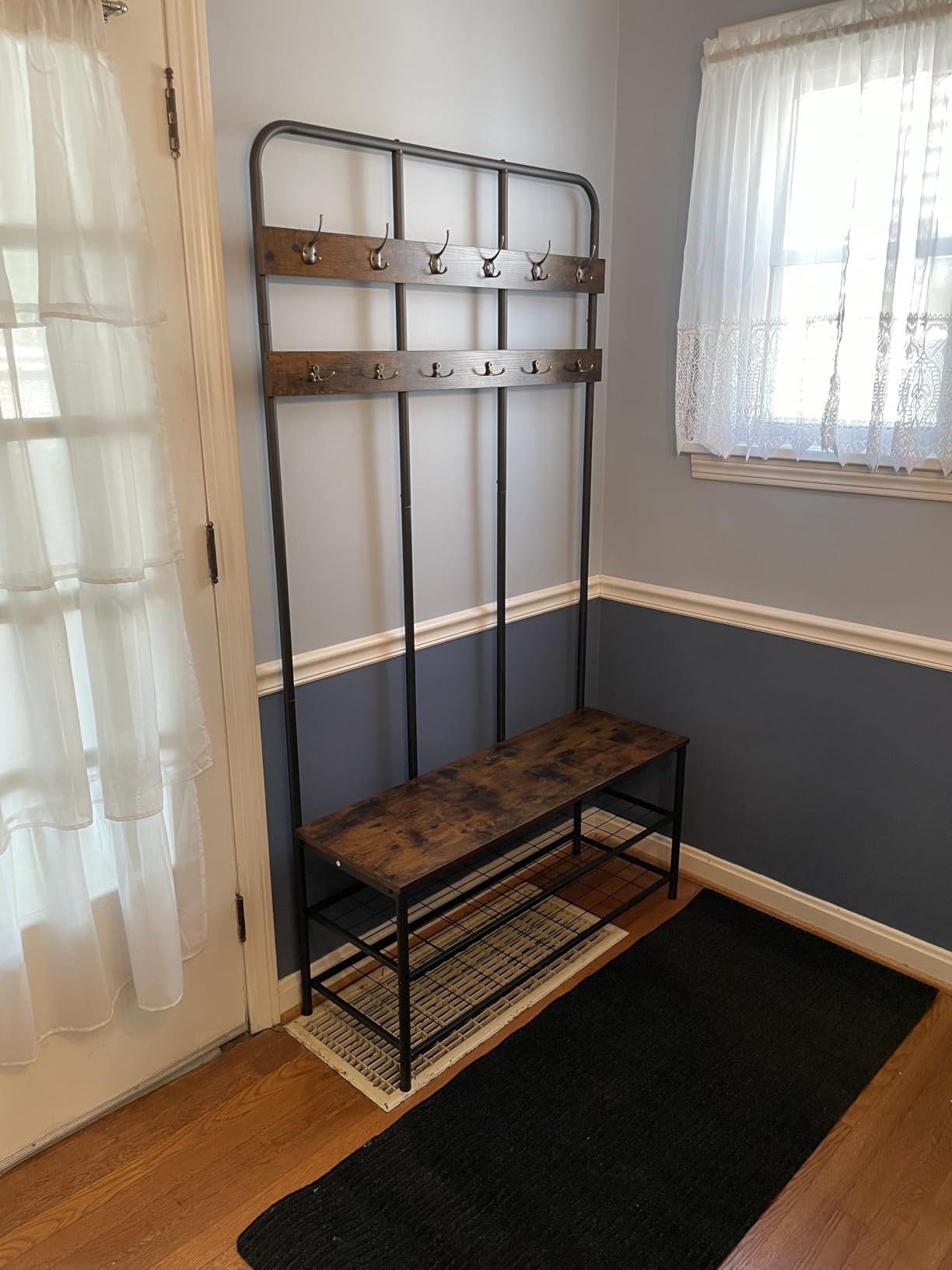 HOOBRO Hall Tree with Bench, Entryway Bench with Coat Rack, Mud Room Rack with 12 Double Hooks and Shoe Storage, Coat Tree, Shoe Rack Organizer, for Foyer, Front Door, Rustic Brown BF05MT01 customer photo 2