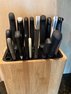 KITCHENDAO XL Bamboo Universal Knife Block Holder with Slots for Scissors and Sharpening Rod, Safe, Space Saver Knives Storage Stand Display without Knives, Unique Slot Design to Protect Blade customer photo 1