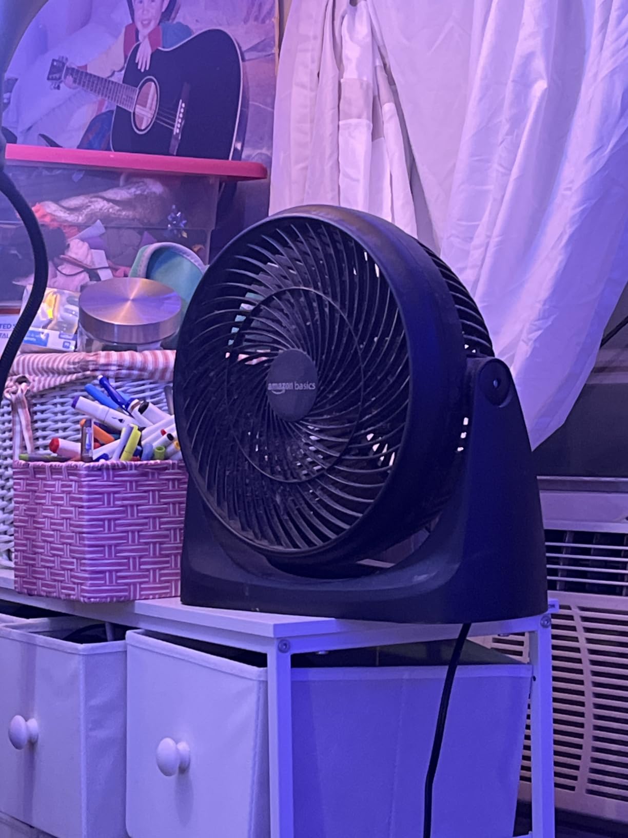 Amazon Basics Air Circulator Desk Fan for Bedroom, Home and Office, 90-Degree Tilt Head, 3 Speed Settings, Cooling, 35 Watts, Black, 11.1