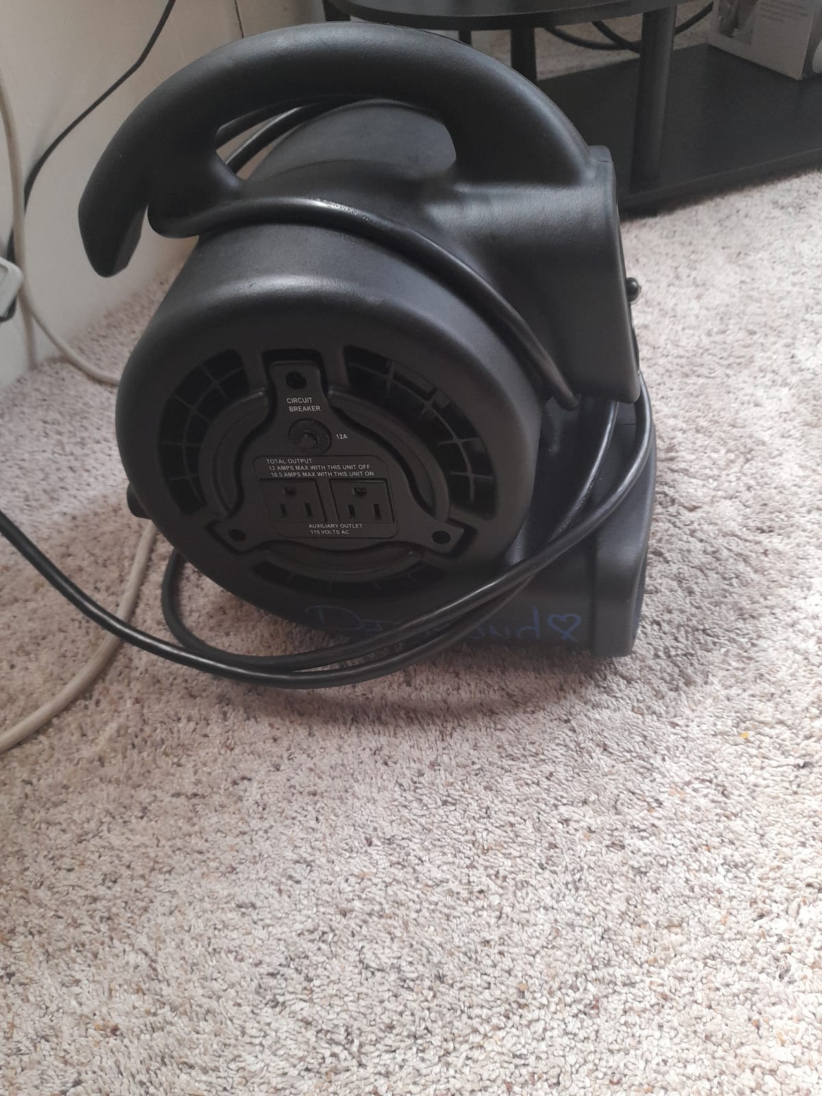 XPOWER P-80A Mini Mighty 138 W 600 CFM Centrifugal Air Mover, Carpet Dryer, Floor Fan, Blower, Stackable, Daisy Chain, for Water Damage Restoration, Janitorial, Plumbing, Home Use, Black customer photo 1