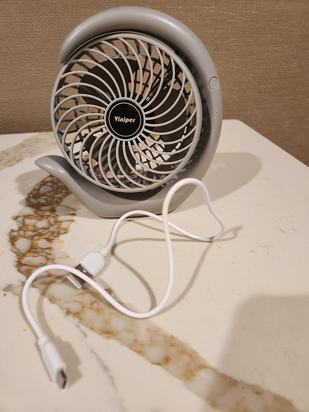 Viniper Portable Rechargeable Fan, Small Desk Fan : 3 Speeds & about 8-24 Hours Longer Working, 180 Rotation, Portable Battery Desktop Fan for Home/Office (Black, Light Black Blade)6.2 inch customer photo 2