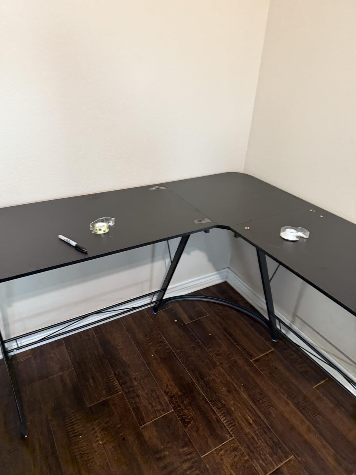 Mr IRONSTONE L Shaped Gaming Desk Corner Computer Desk, Home Office Desks Writing Workstation with Large Monitor Stand, Easy to Assemble (Black,51 Inch) customer photo 1