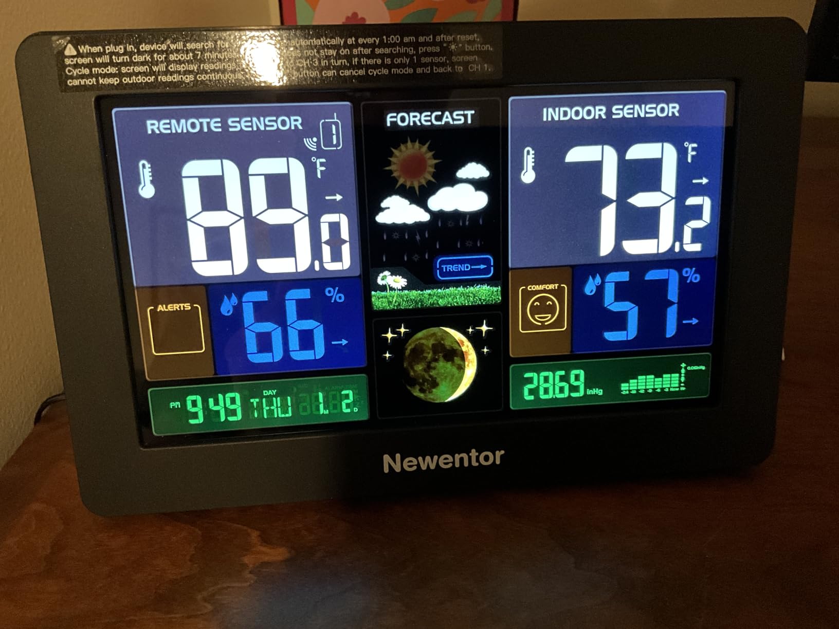 Newentor Weather Station Wireless Indoor Outdoor Thermometer, Black,1Sensor customer photo 2