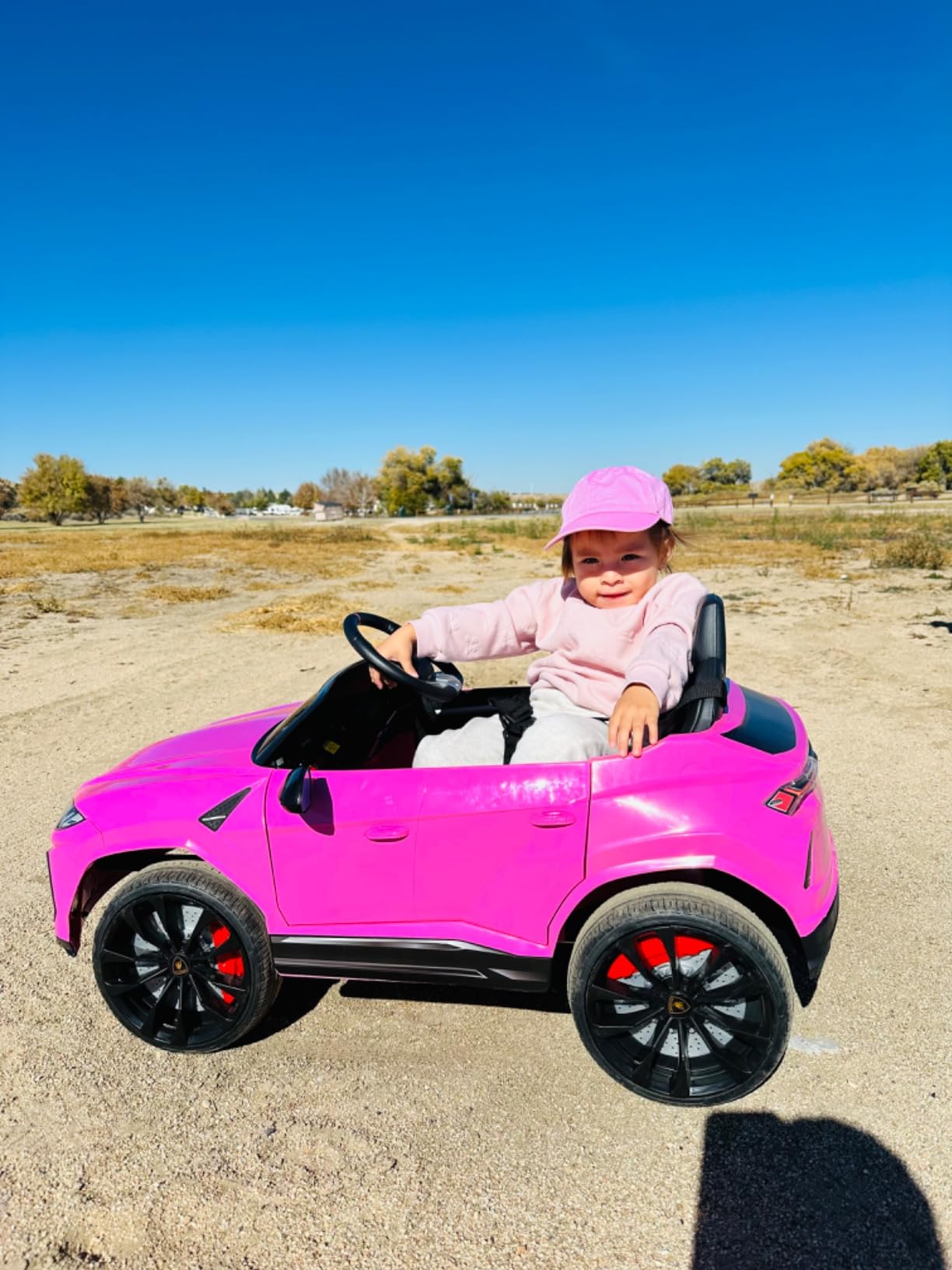 Rock Wheels Licensed Lamborghini Urus Ride On Truck Car Toy, 12V Battery Powered Electric 4 Wheels Kids Toys w/Parent Remote Control, Foot Pedal, Music, Aux, LED Headlights, 2 Speeds (Black) customer photo 1