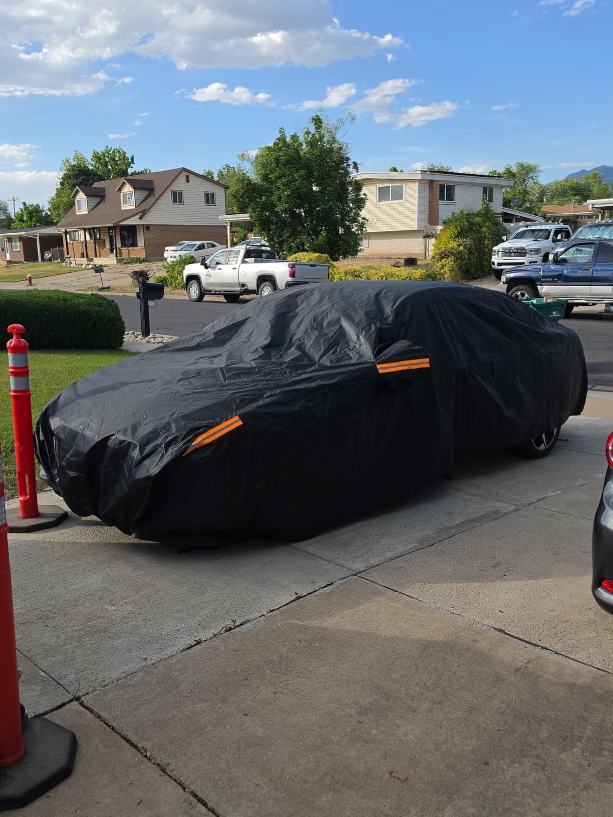 MORNYRAY Waterproof Car Cover All Weather Snowproof UV Protection Windproof Outdoor Full car Cover, Universal Fit for Sedan (Fit Sedan Length 194-206 inch, Blue) customer photo 1