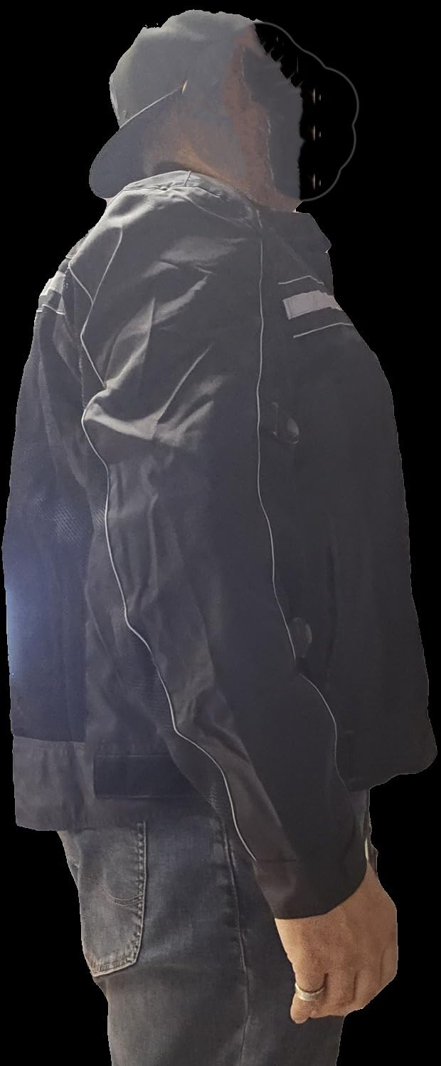 WICKED STOCK Motorcycle Jacket - CE Level1 Reflective Summer Biker Jacket with Adjustable Cuffs & Waist Belt - Lightweight & Comfortable Mesh Motorcycle Jacket with Armor for Men customer photo 2
