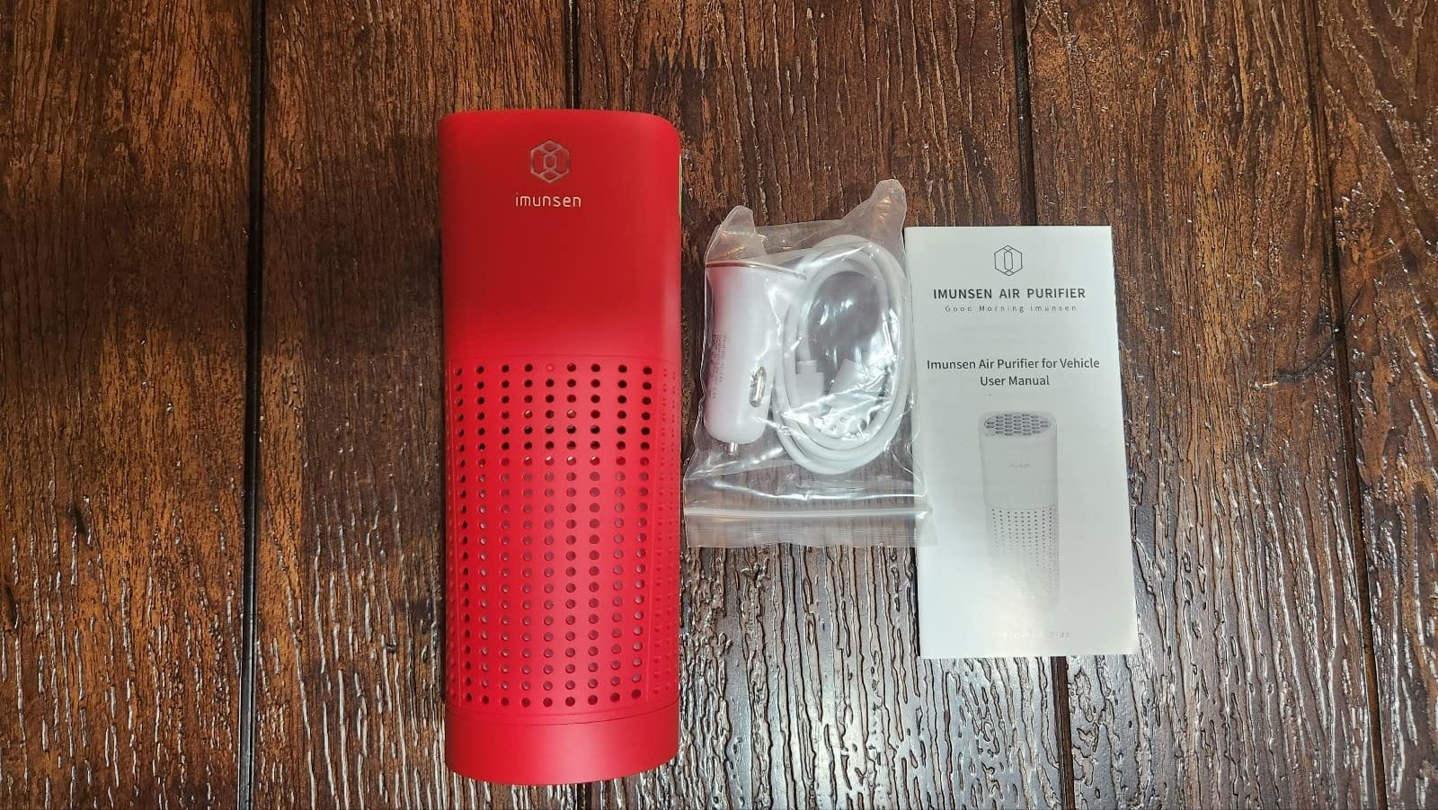 IMUNSEN M-003W True HEPA 13 Filter Air Purifier for Car, Desk, and Office with Carbon Deodorization Filter, 4-Stage Filtration, Smoke, Odors, Allergens, USB Port 5V, Made in Korea - White customer photo 1