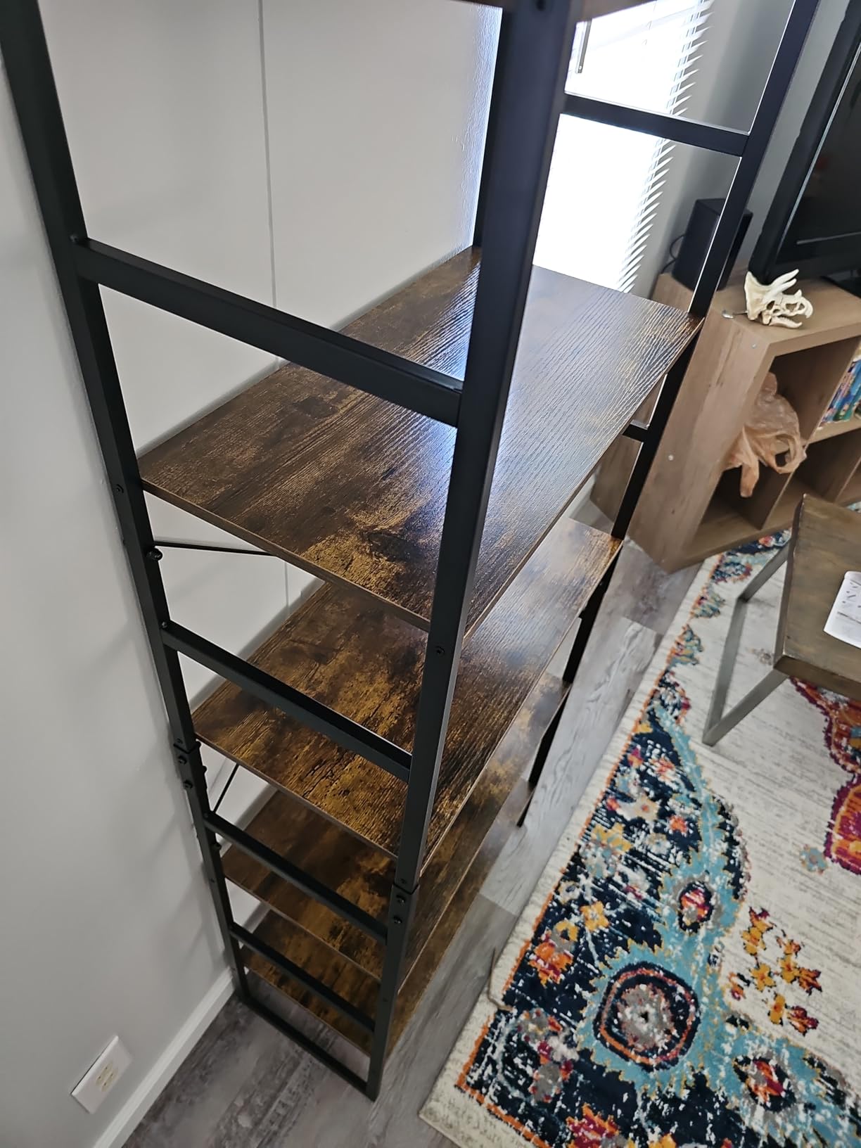 NUMENN 5 Tier Bookshelf, Tall Freestanding Open Storage Bookcase, Vintage customer photo 1