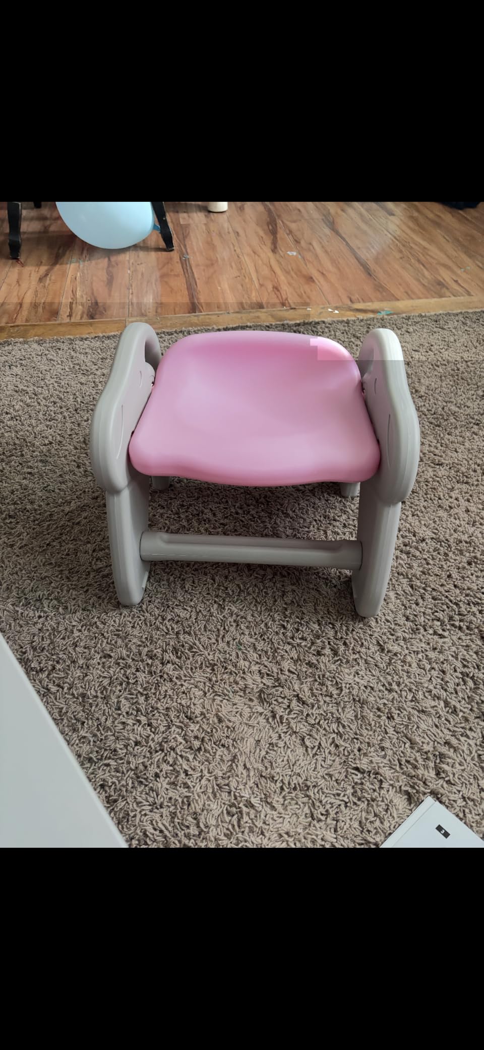 Costzon 5 in 1 Toddler Slide Rocking Toy, Slide for Kids with Detachable Stool, Basketball Hoop and Ring Game, Foldable Climber Playground Slide for Both Indoors Outdoor Use (Pink Bear) customer photo 2