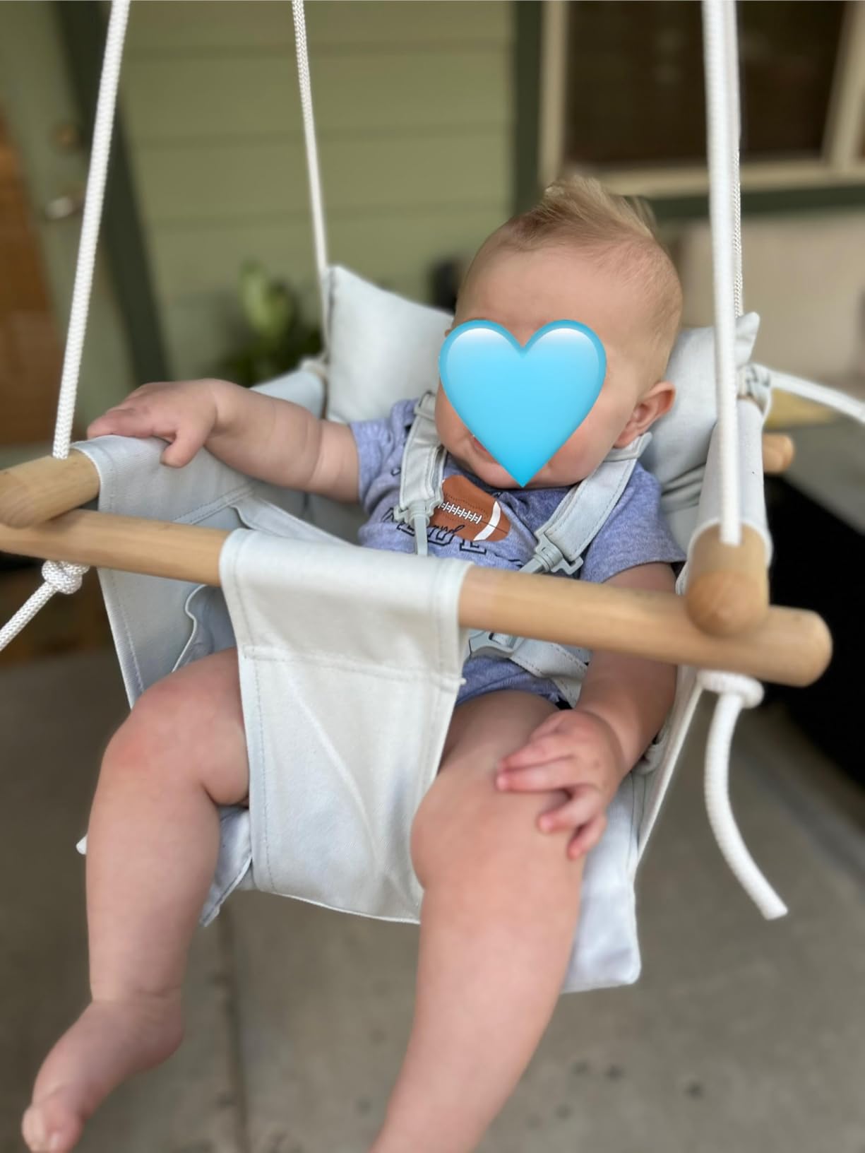 CaTeam Canvas Baby Swing Seat with 5-Point Safety Belt — Wooden Hanging Toddler Swing, Indoor & Outdoor, Ages 1-4, Ceiling Mount Hardware Included, Taupe Gray customer photo 1