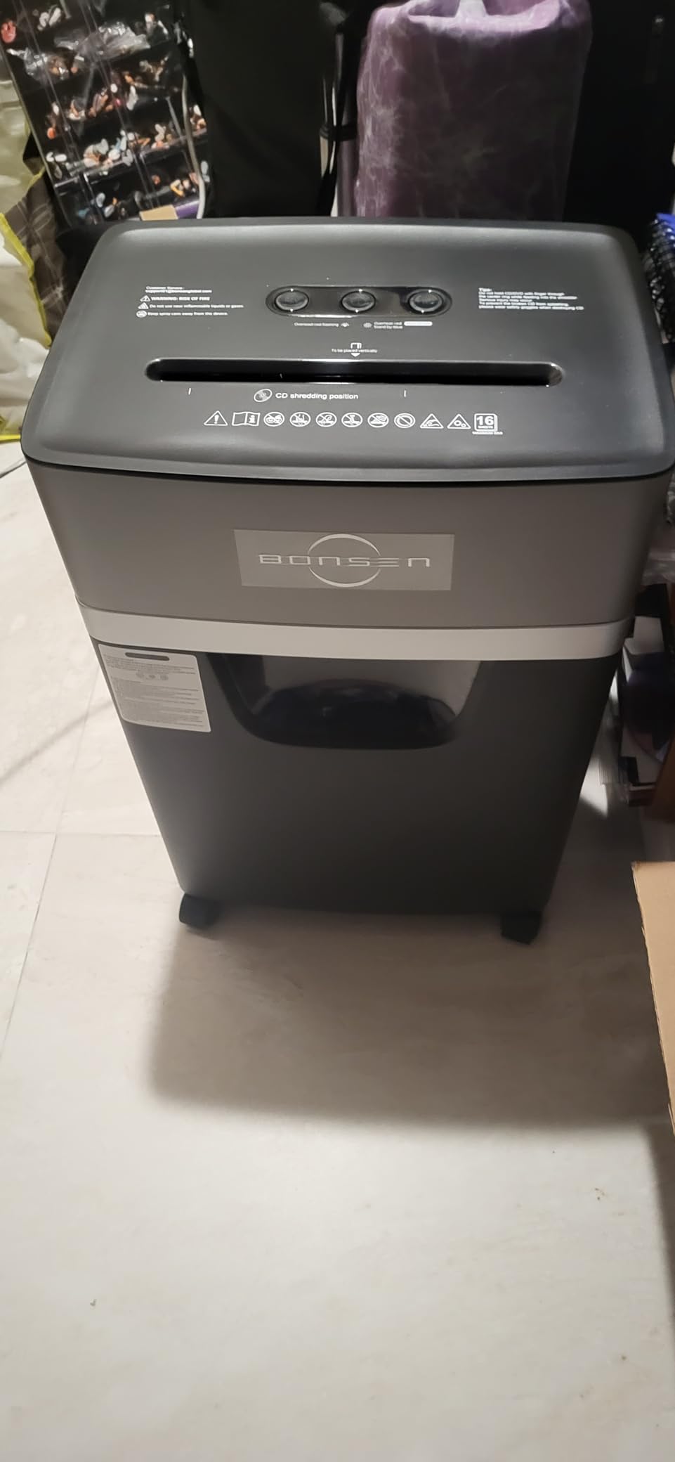 BONSEN 16-Sheet Heavy Duty Paper Shredder for Office, 60-Minute Running Time Cross-Cut CD Shredder with 60dB Low-Noise, 5.3-Gallon Pull Out Bin, Anti-Jam & Quiet Shredder for Home Office (S3102) customer photo 2