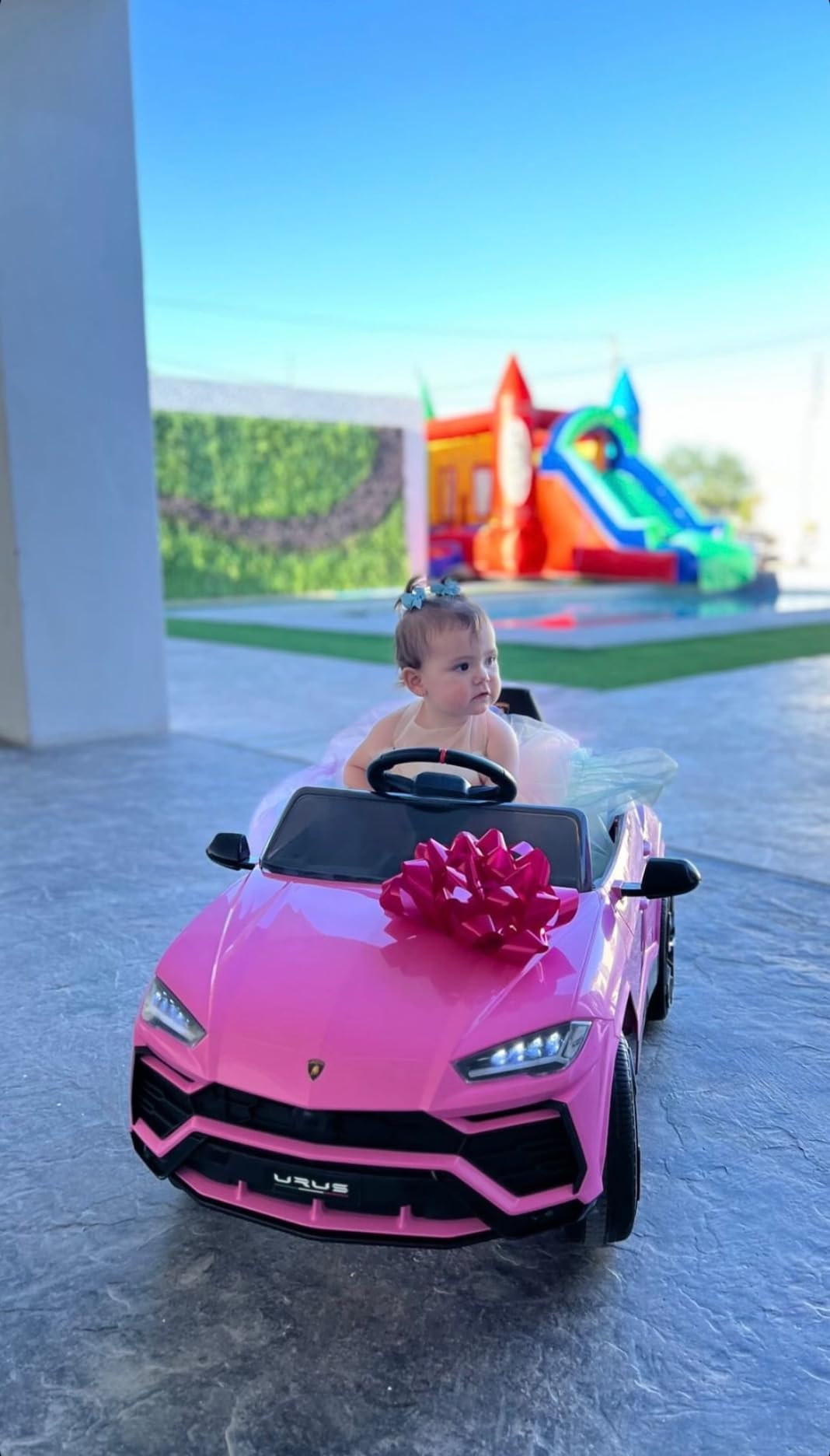 Kidzone 12V Lamborghini Urus Ride On Car for Kids, Pink | Electric Vehicle Toy w/ Remote Control, Horn, Radio, Port, AUX, Spring Suspension, Opening Door, LED Light customer photo 1