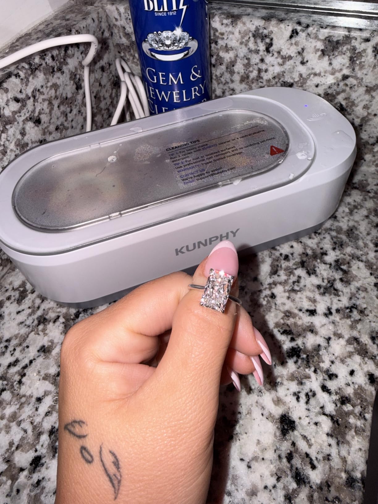 Jewelry Cleaner, KUNPHY 46kHz Ultrasonic Cleaner, White customer photo 2