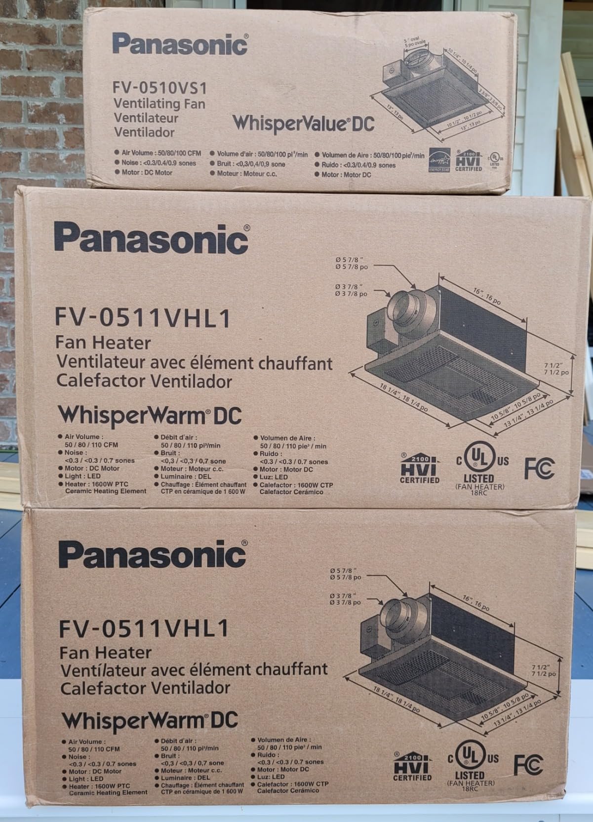 Panasonic WhisperWarm Ceiling Mount Bathroom Exhaust Fan with LED Light & Heater, 50-80-110 CFM, FV-0511VHL1 customer photo 2