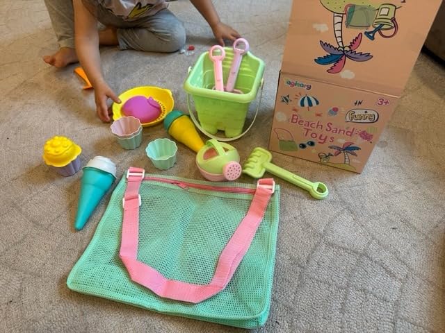 Tagitary Beach Sand Toys Set for Kids 3-10 with Bucket Watering Can Shovel Rake Sand Molds Beach Shell Bag customer photo 2