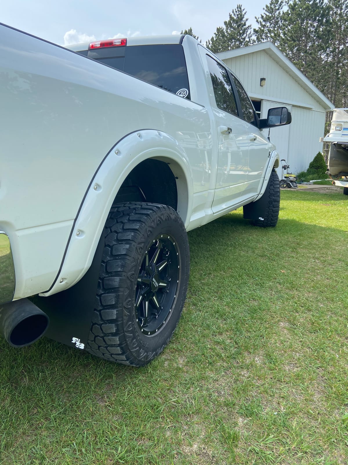 RokBlokz Mud Flaps for 2010-2018 Dodge Ram Trucks - Fits Ram 1500 2500 3500 - Truck Mud Flaps Come in 2 Sizes for Stock or Lifted/Oversize Tires (Black with White Logo, XL) customer photo 1