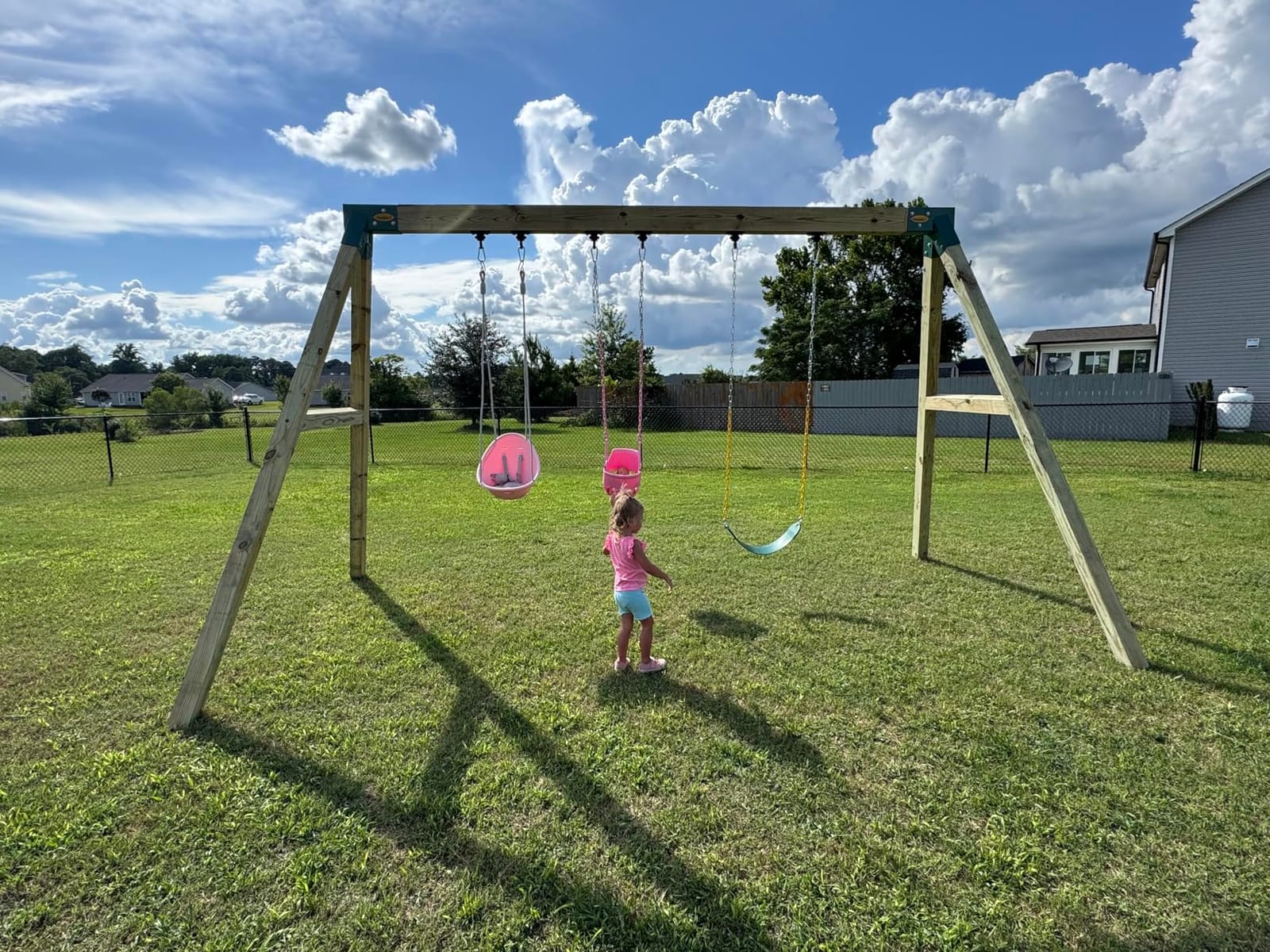 TURFEE Heavy Duty Swing Seat Green Color with 66” Chain, Swing Set Accessories Replacement with Snap Hooks for Kids Outdoor Play Playground customer photo 1