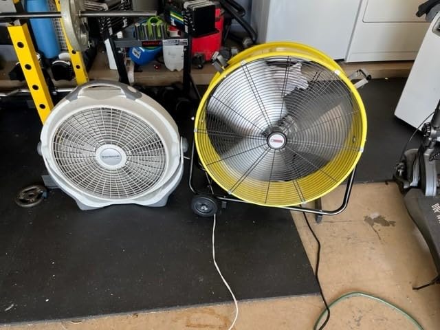 K Tool International 77740 24” Direct Drive Drum Fan with Wheels, High-velocity, 2-Speed, Cut-off Protection, 7850 Max CFM, cUL listed, Used in Warehouses, Shops, Greenhouses, Barns, Gyms, Yellow customer photo 2