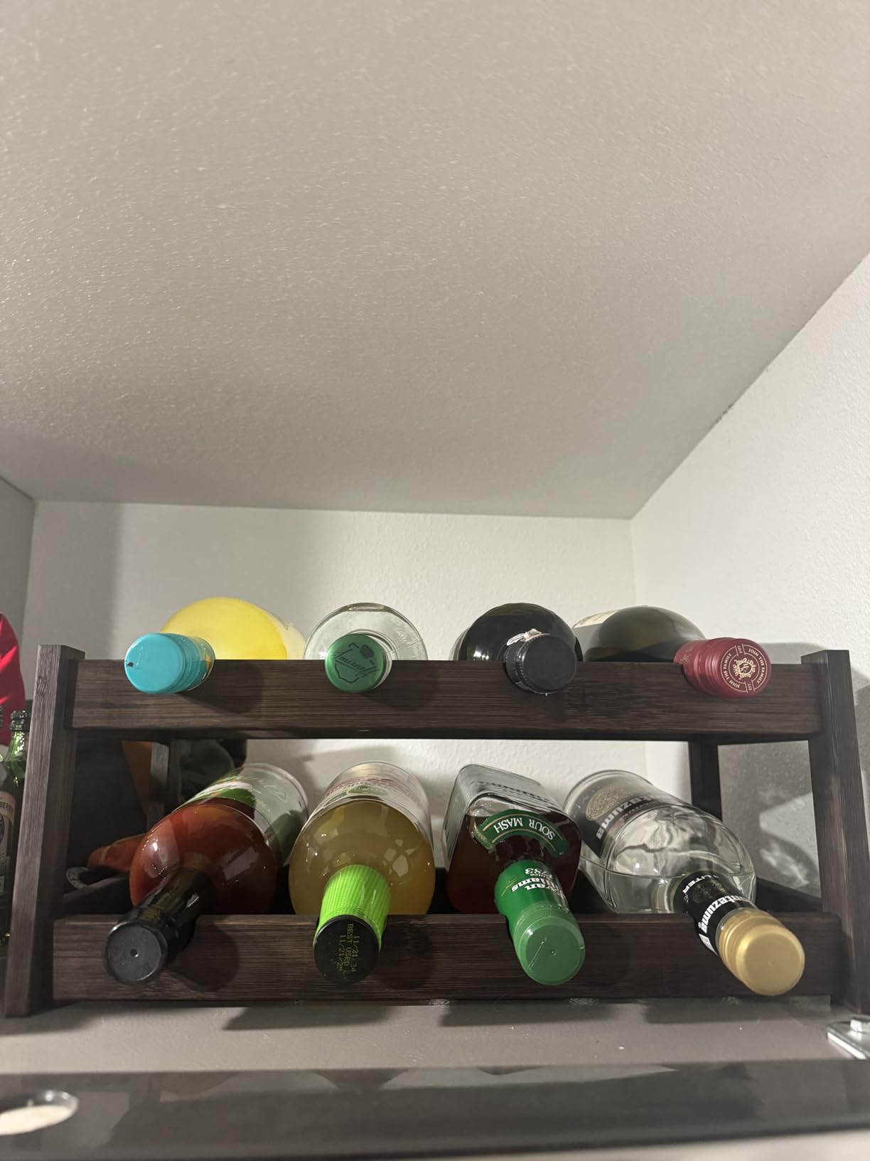 BAMEOS Wine Rack Freestanding 8 Bottle 2 Tier Bamboo Wine Racks Countertop Cabinet Wine Holder Wine Storage Shelf for Kitchen, Bar, Pantry, Wine Cellar, Basement, Countertop (16.85 L x 9.25W x 7H) customer photo 1