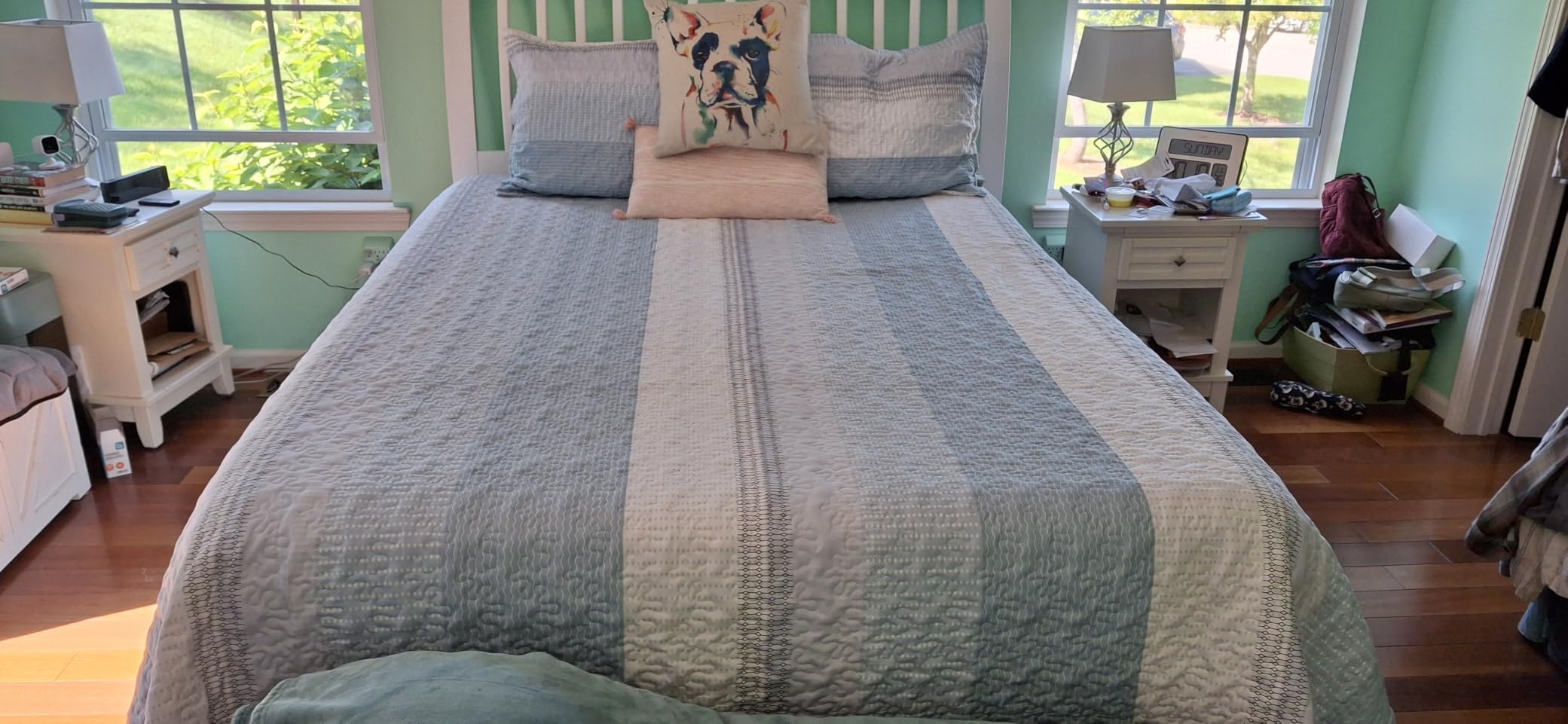 Andency King Size Quilt Set, 3 Pieces Striped Sage Green Bedspreads Set customer photo 1