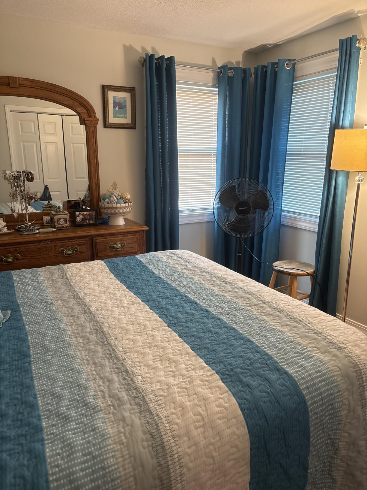 Andency King Size Quilt Set, 3 Pieces Striped Sage Green Bedspreads Set customer photo 2