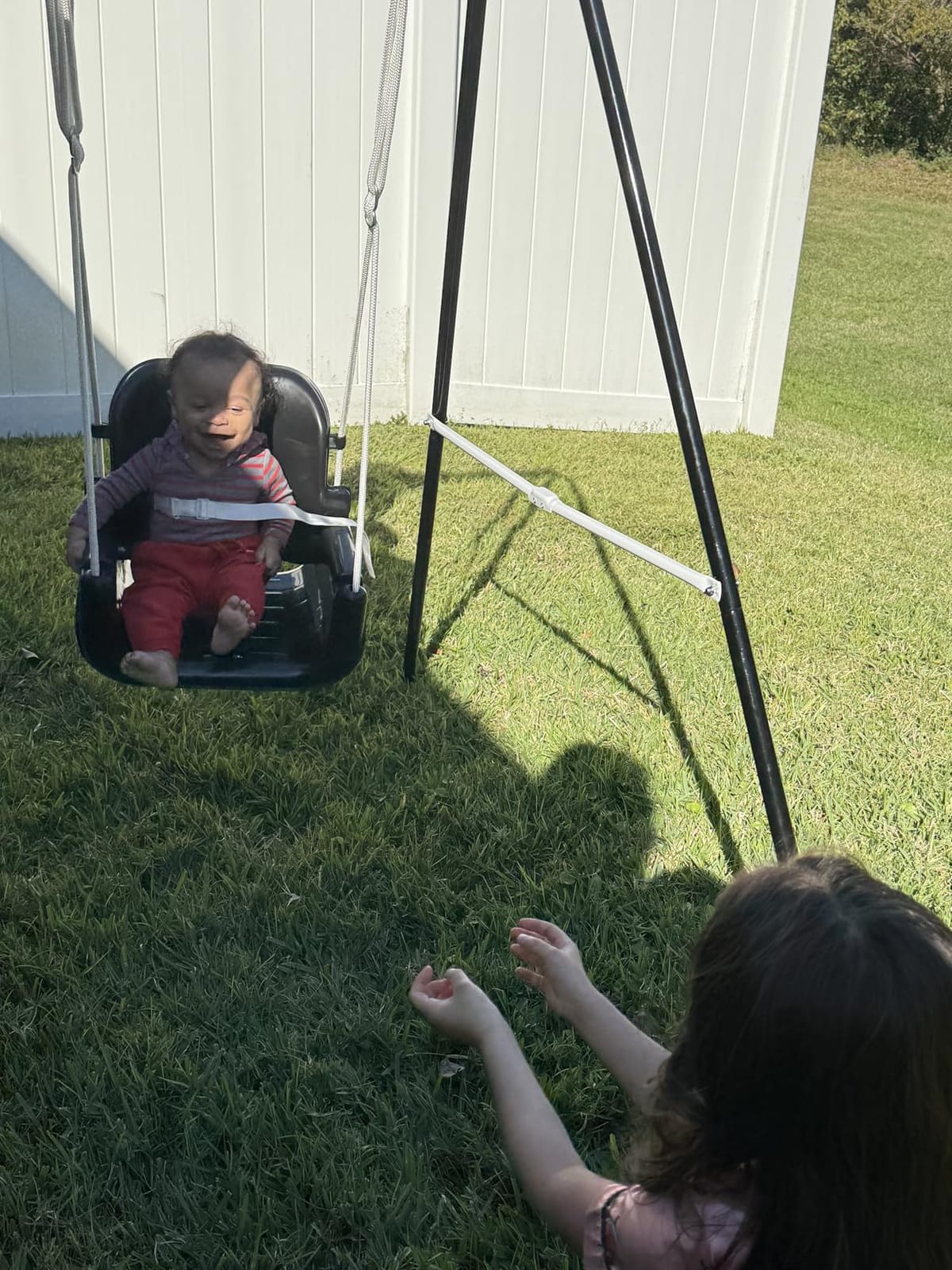 FUNLIO Toddler Swing with Foldable Metal Stand for Toddlers Aged 1~10 Years, 3-in-1 Baby Swing Set with 4 Sandbags for Backyard/Indoor/Outdoor Play, Easy to Assemble & Store customer photo 1